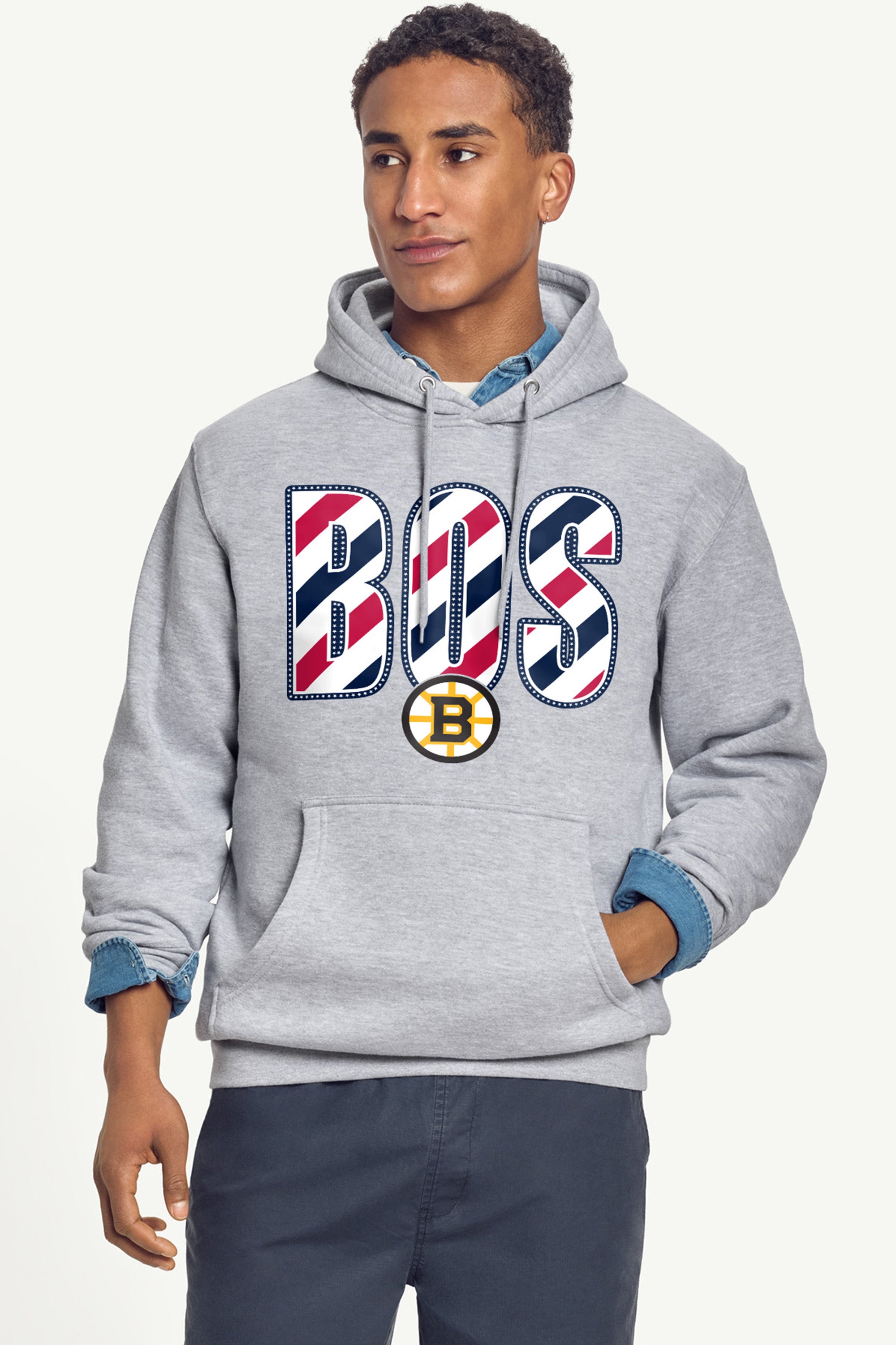 MENS BOSTON BRUINS STARS AND STRIPES HOODIE View 4