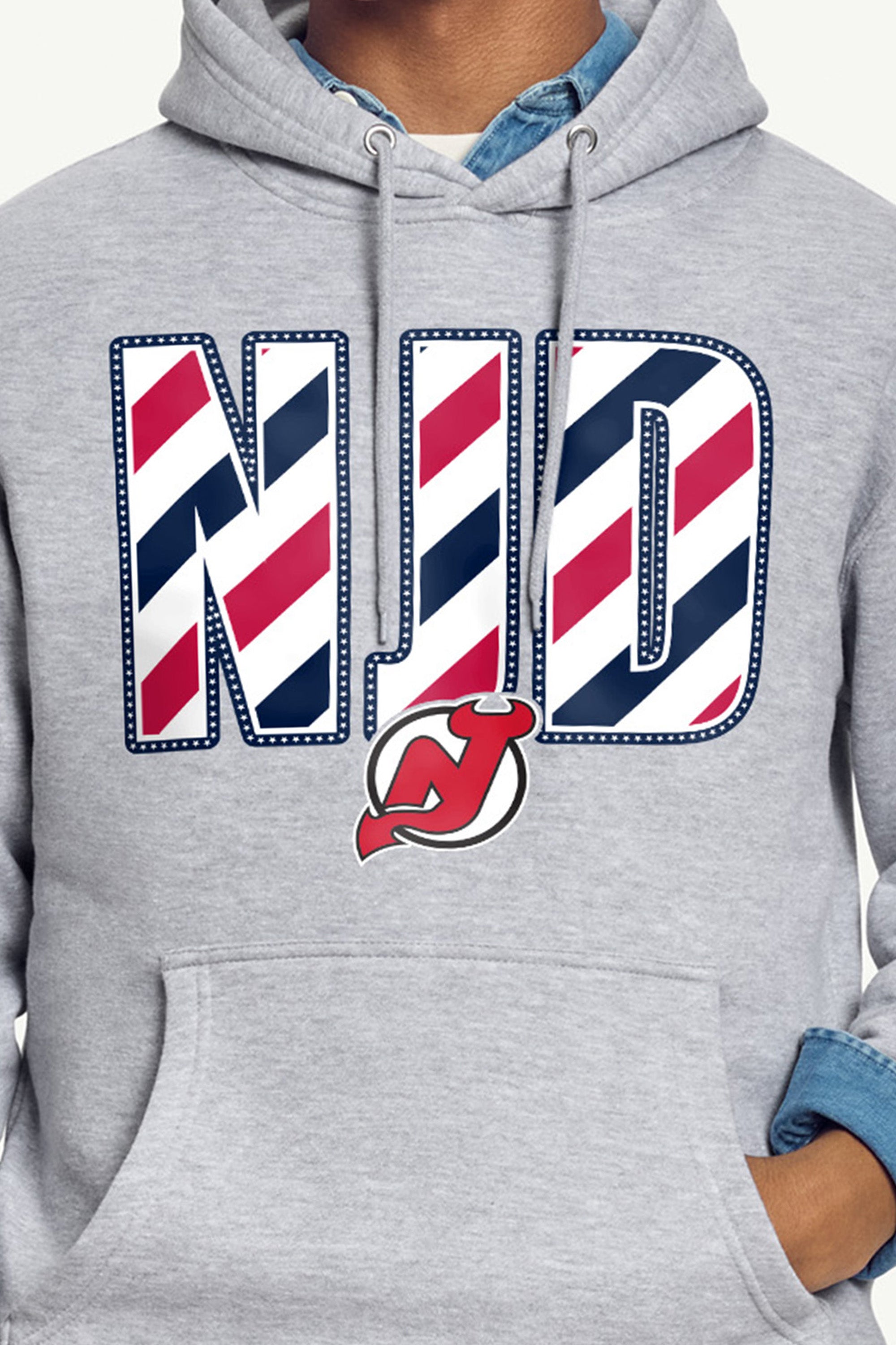 MENS NEW JERSEY DEVILS STARS AND STRIPES HOODIE View 2