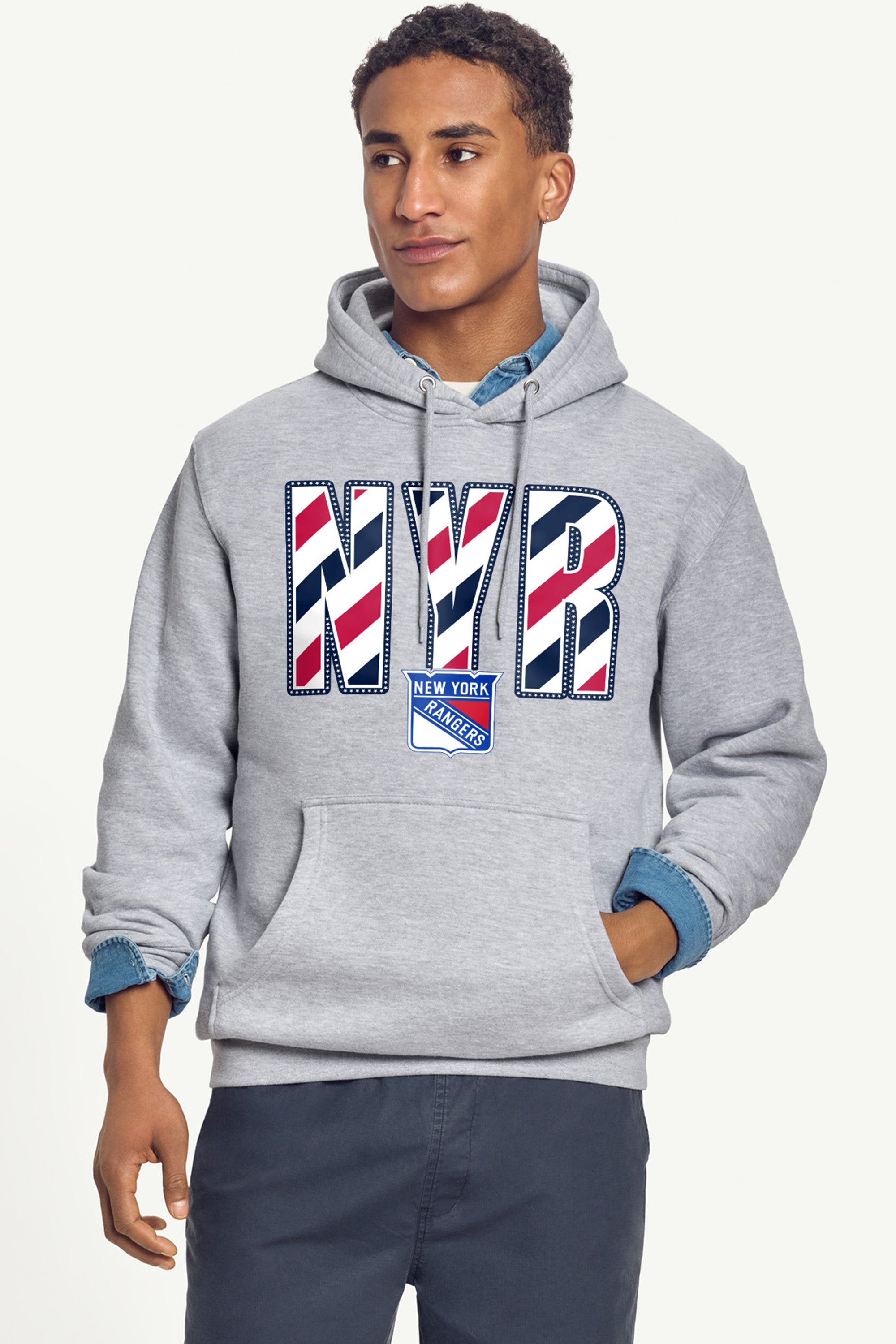 MENS NEW YORK RANGERS STARS AND STRIPES HOODIE View 4