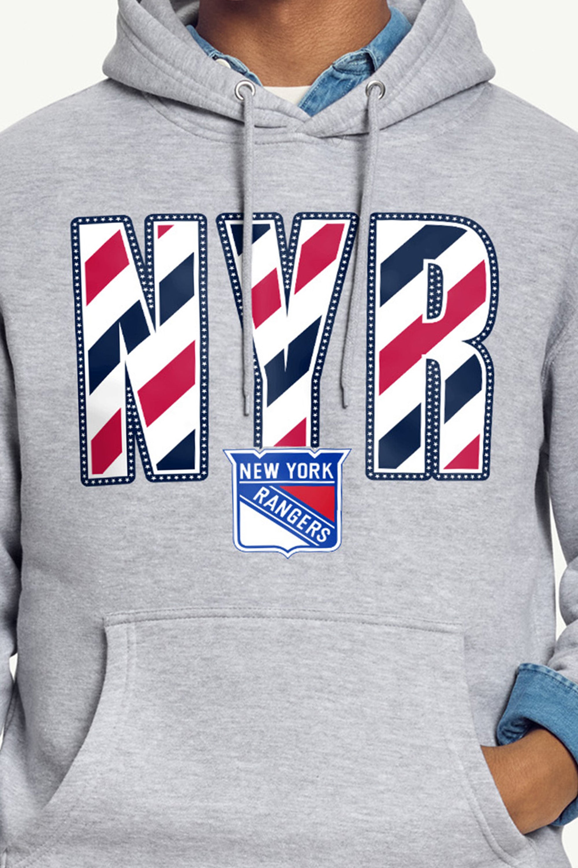 MENS NEW YORK RANGERS STARS AND STRIPES HOODIE View 2