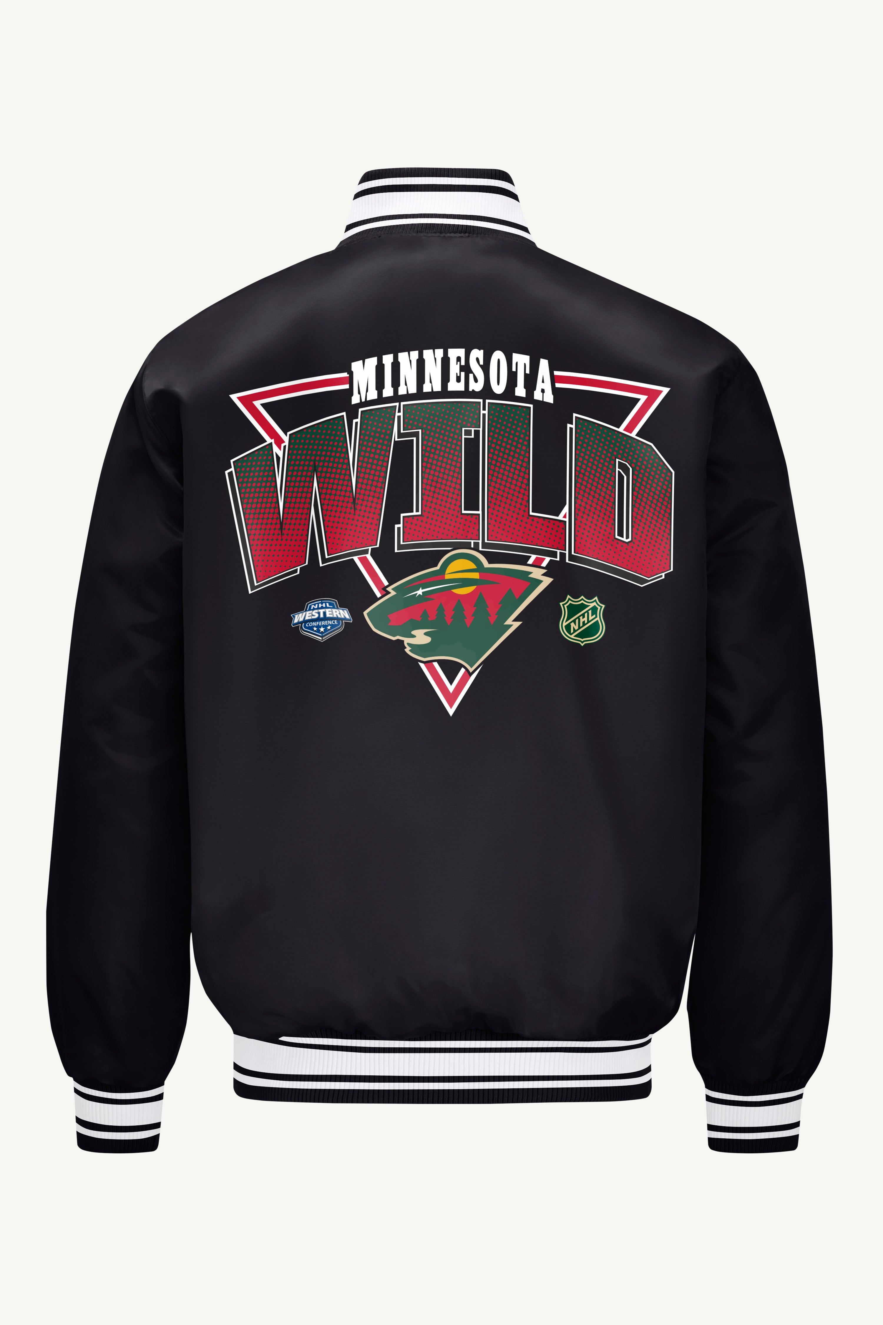 MENS MINNESOTA WILD TRIANGLE SATIN VARSITY JACKET View 2