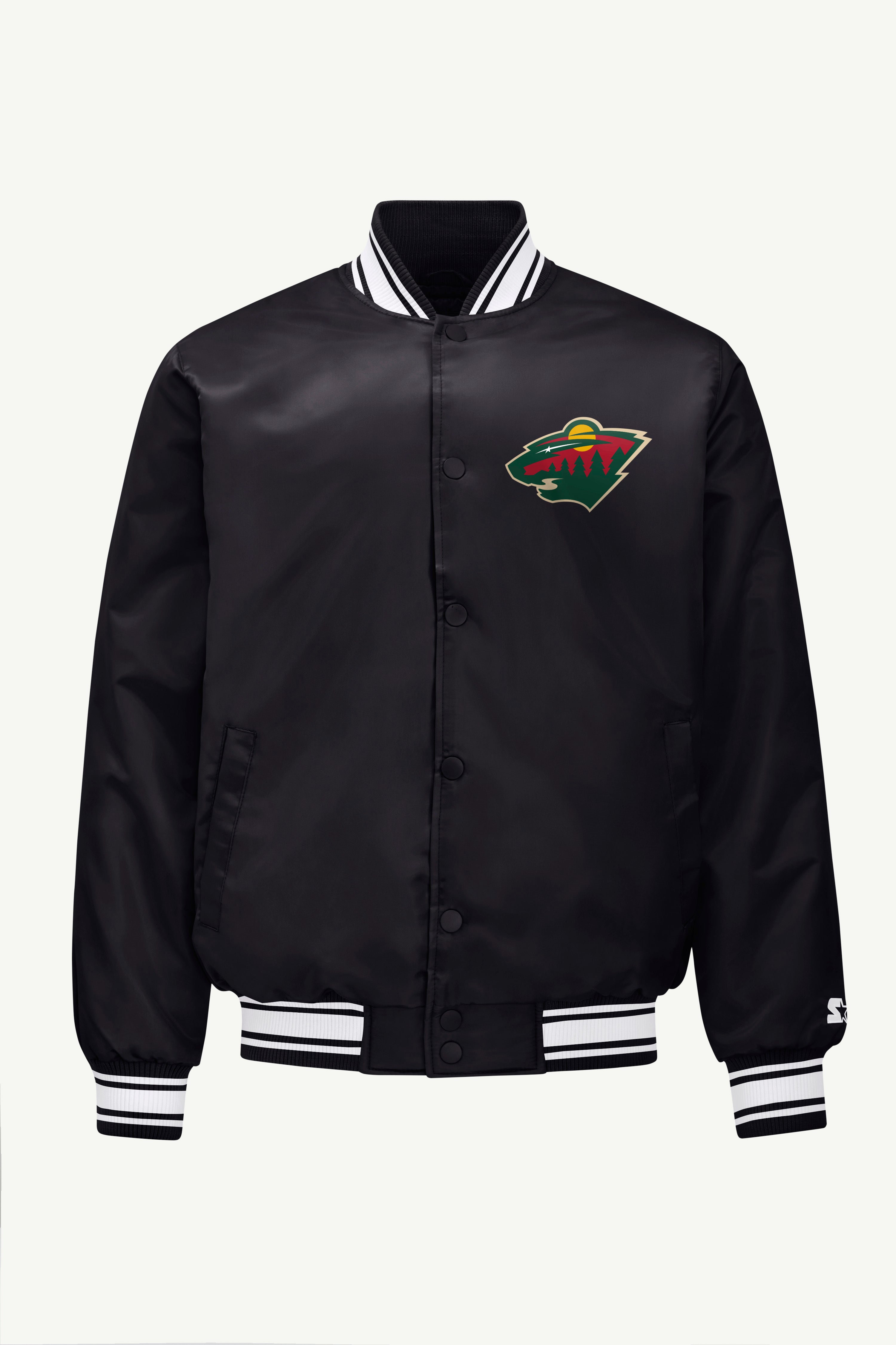 MENS MINNESOTA WILD TRIANGLE SATIN VARSITY JACKET View 1
