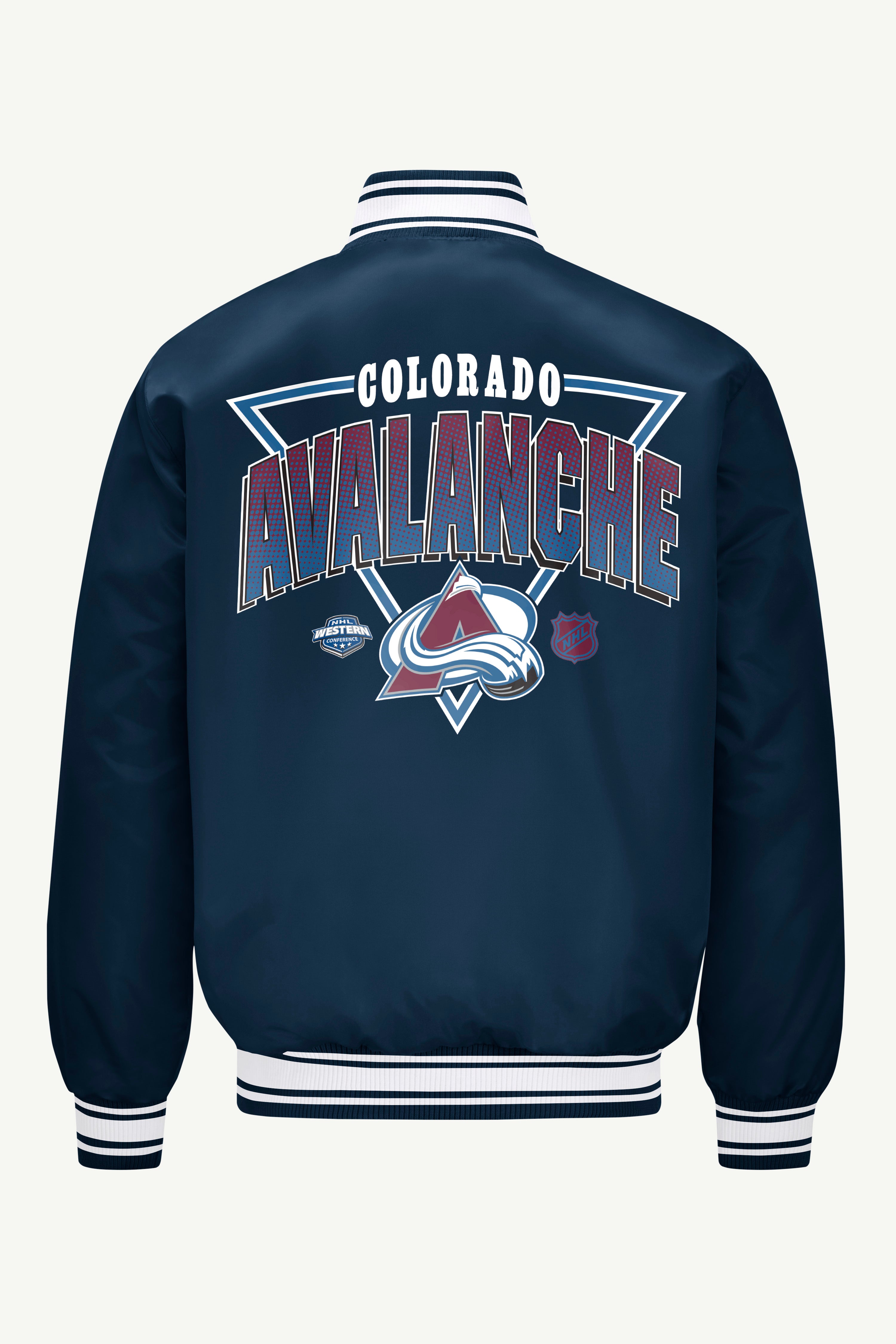 MENS COLORADO AVALANCHE TRIANGLE SATIN VARSITY JACKET View 2 | NHL