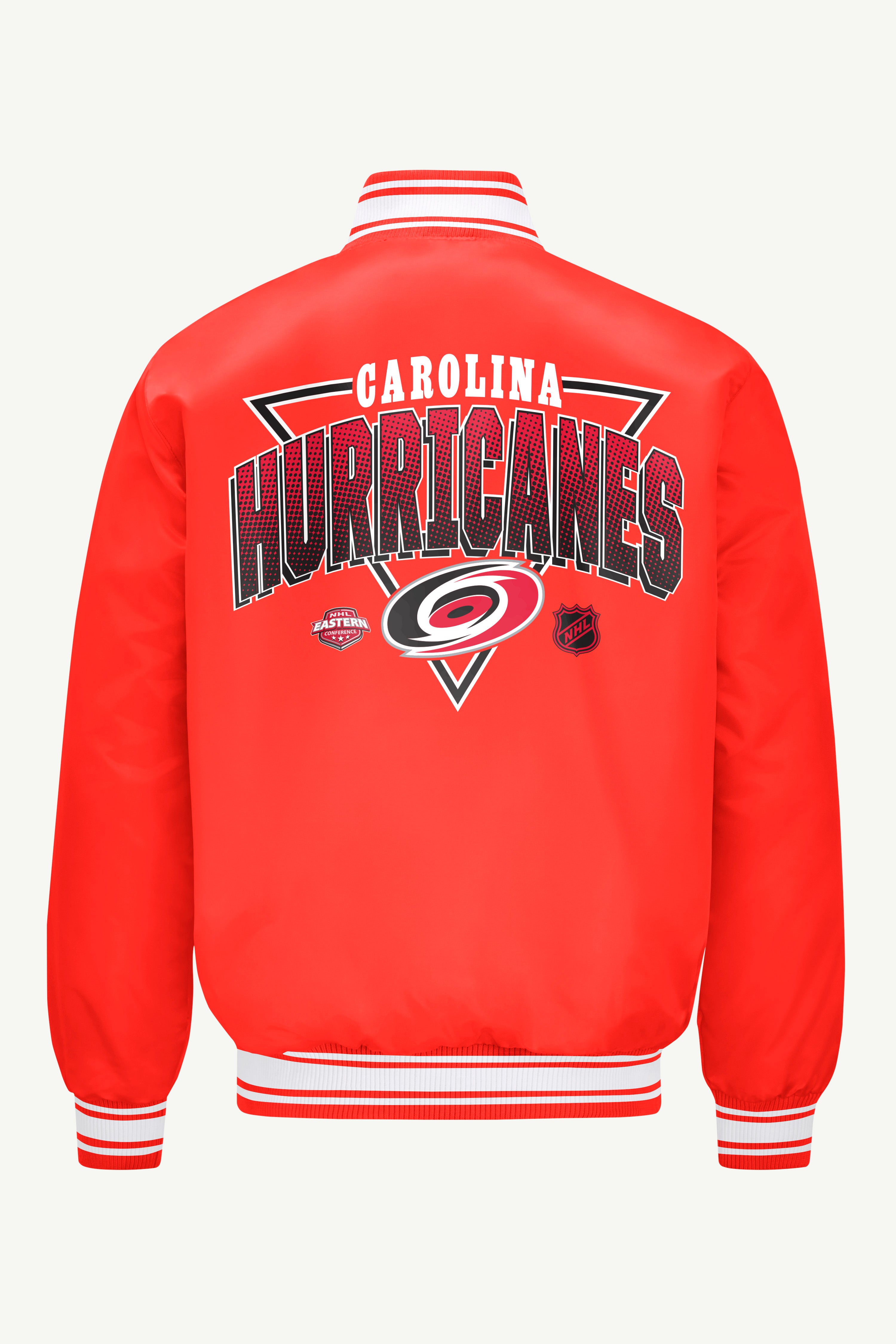 MENS CAROLINA HURRICANES TRIANGLE SATIN VARSITY JACKET View 2 | NHL