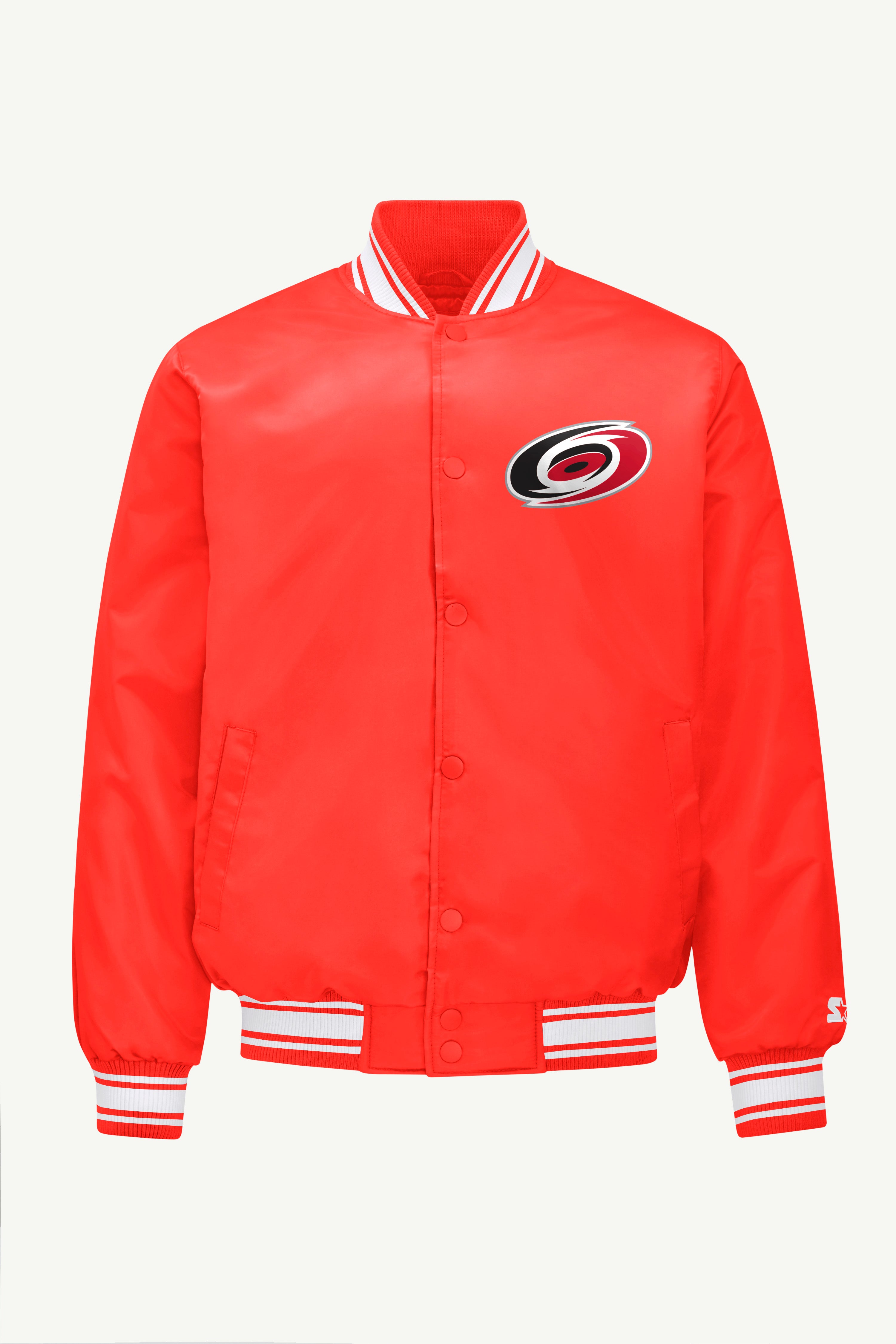 MENS CAROLINA HURRICANES TRIANGLE SATIN VARSITY JACKET View 1 | NHL