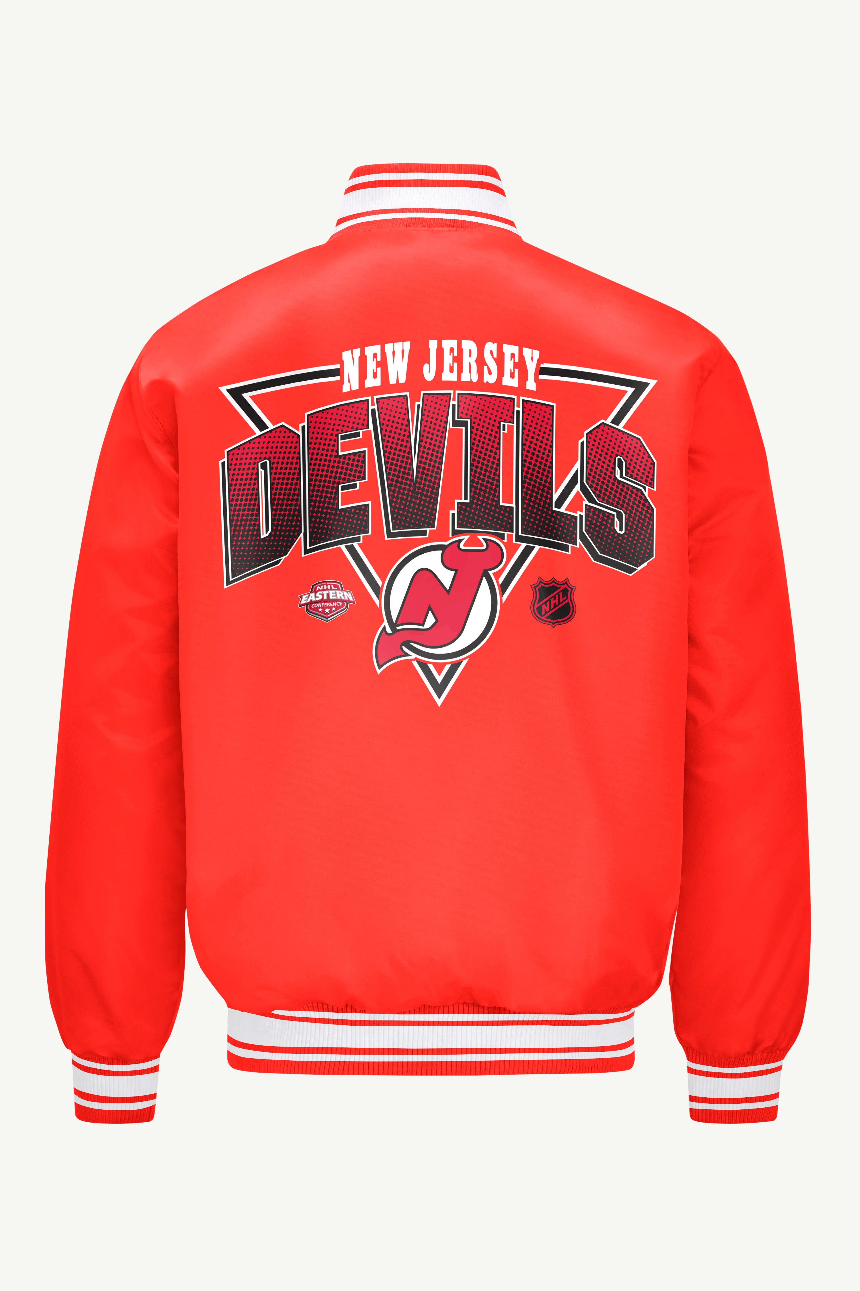 MENS NEW JERSEY DEVILS TRIANGLE SATIN VARSITY JACKET View 2
