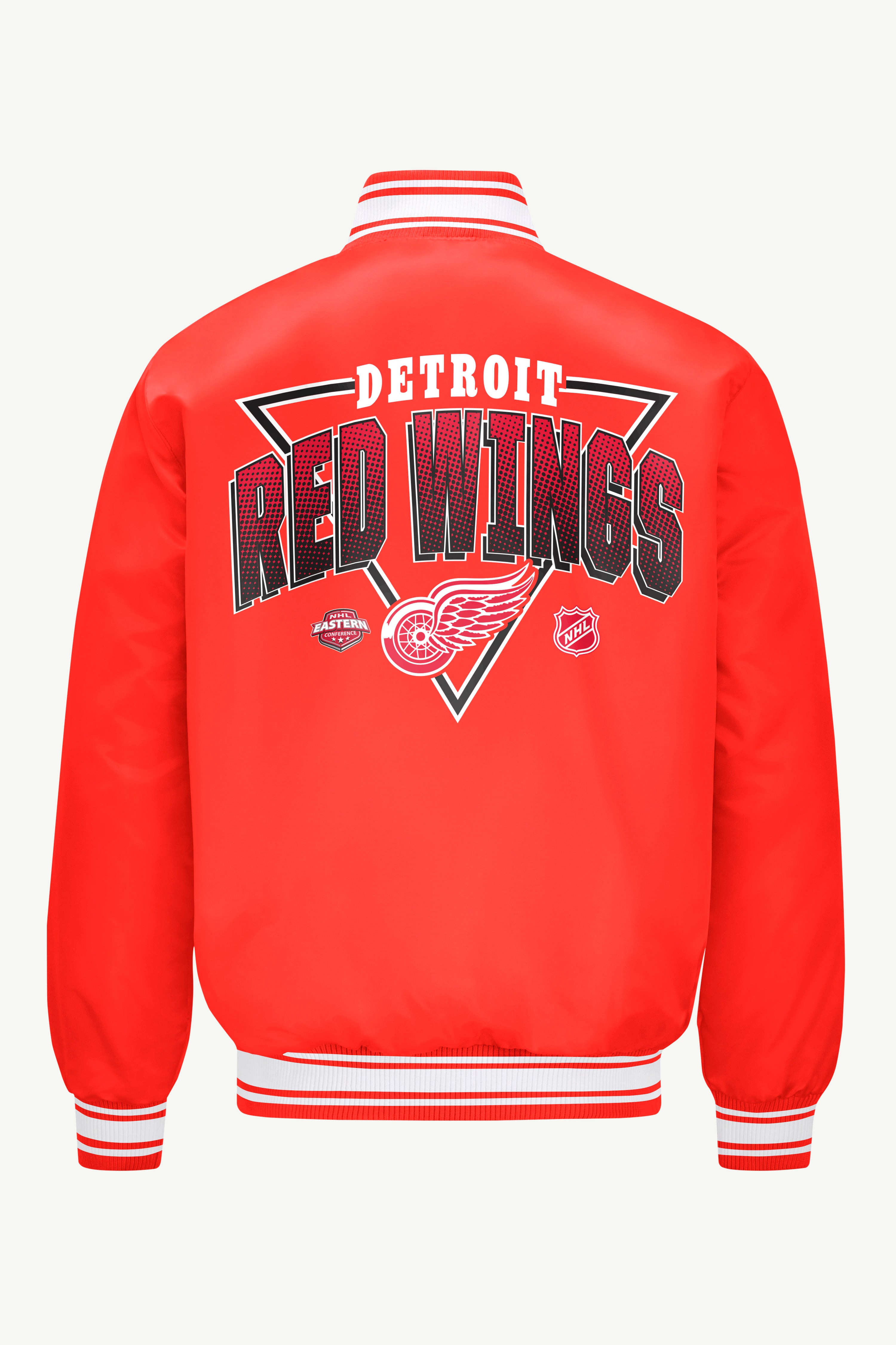 MENS DETROIT RED WINGS TRIANGLE SATIN VARSITY JACKET View 2 | Starter Jackets