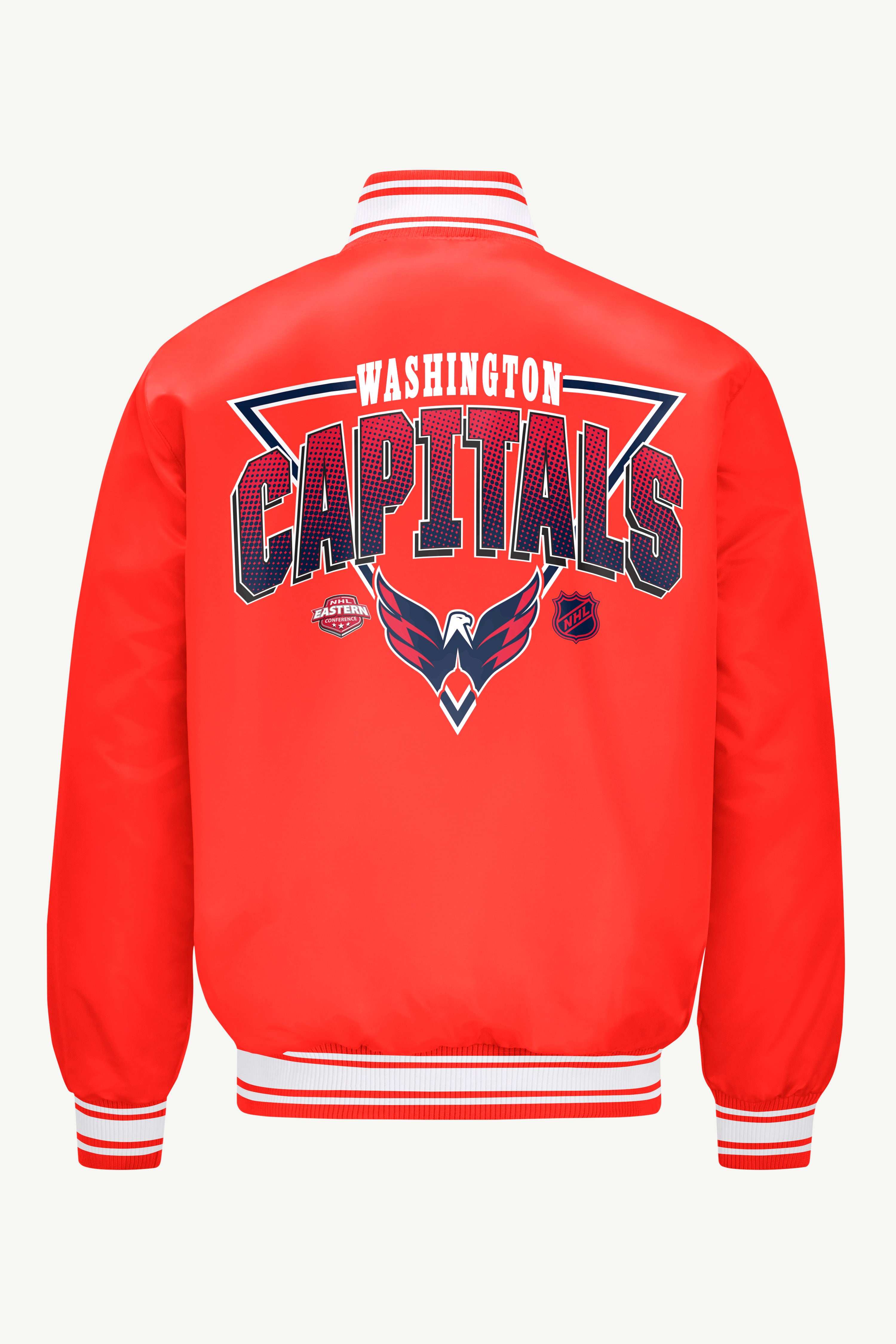 MENS WASHINGTON CAPTIALS PRINTED GRAPHIC TRIANGLE SATIN VARSITY JACKET View 2