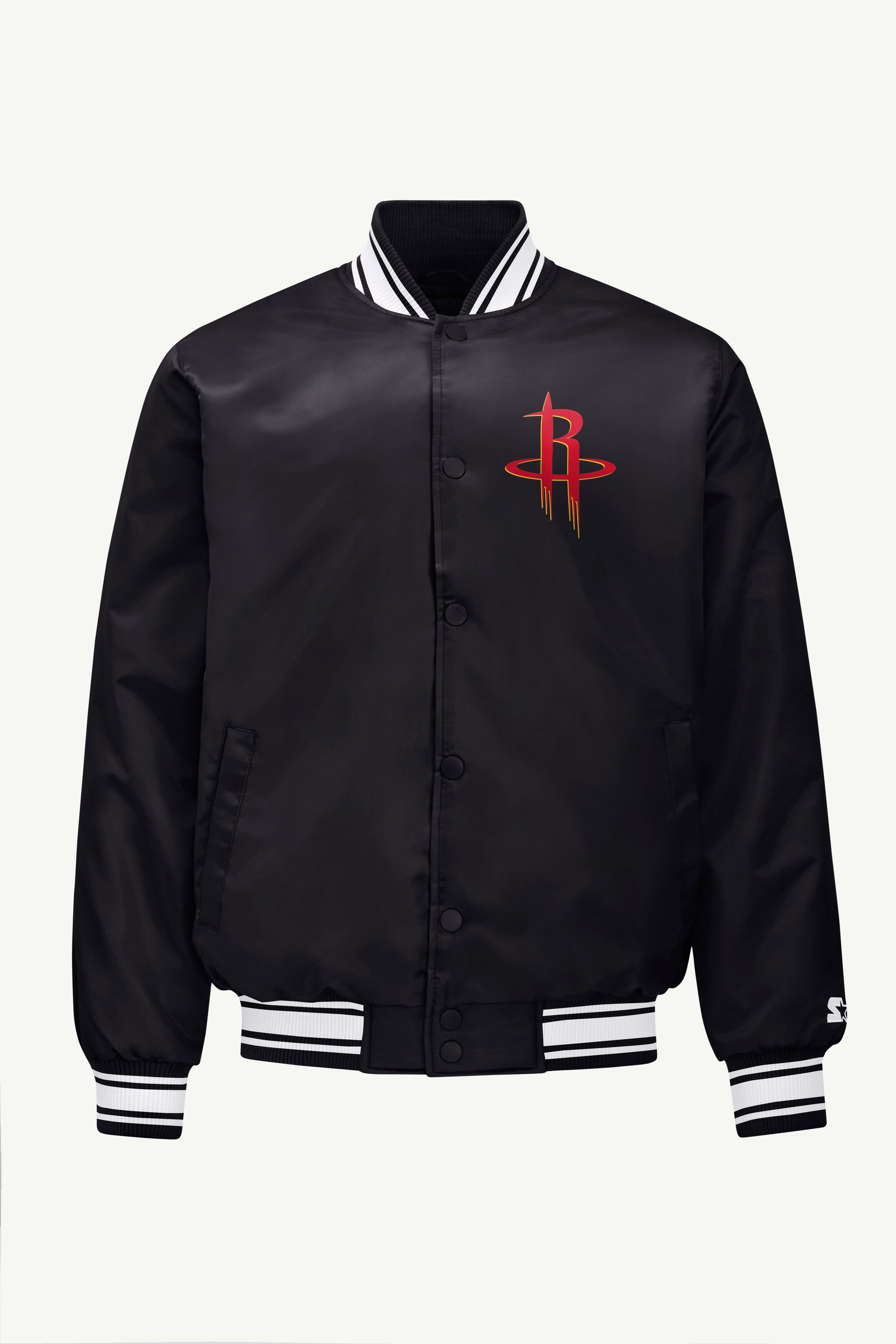 MENS HOUSTON ROCKETS TRIANGLE SATIN VARSITY JACKET View 1 | STARTER JACKETS