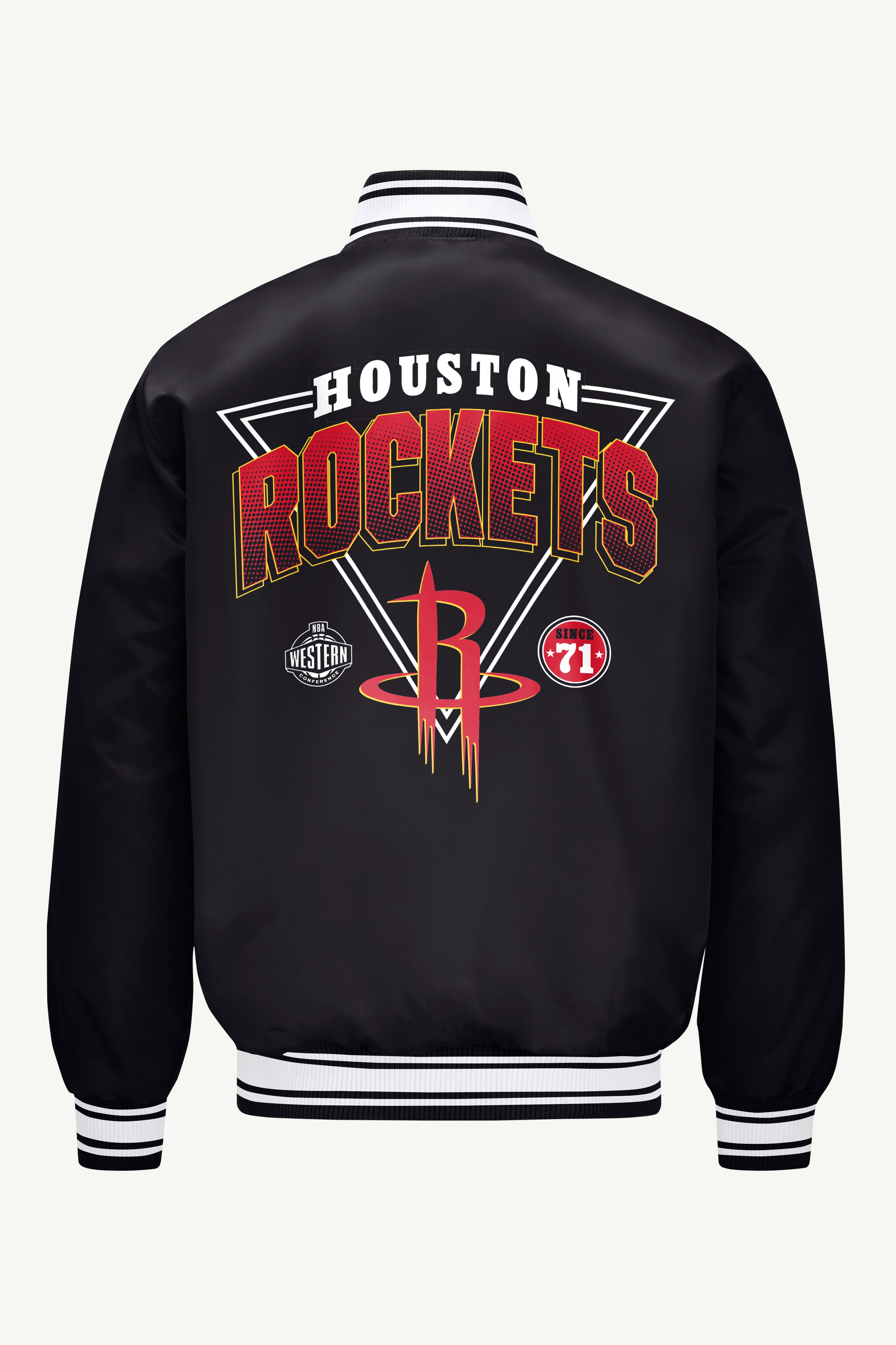 MENS HOUSTON ROCKETS TRIANGLE SATIN VARSITY JACKET View 2 | STARTER JACKETS