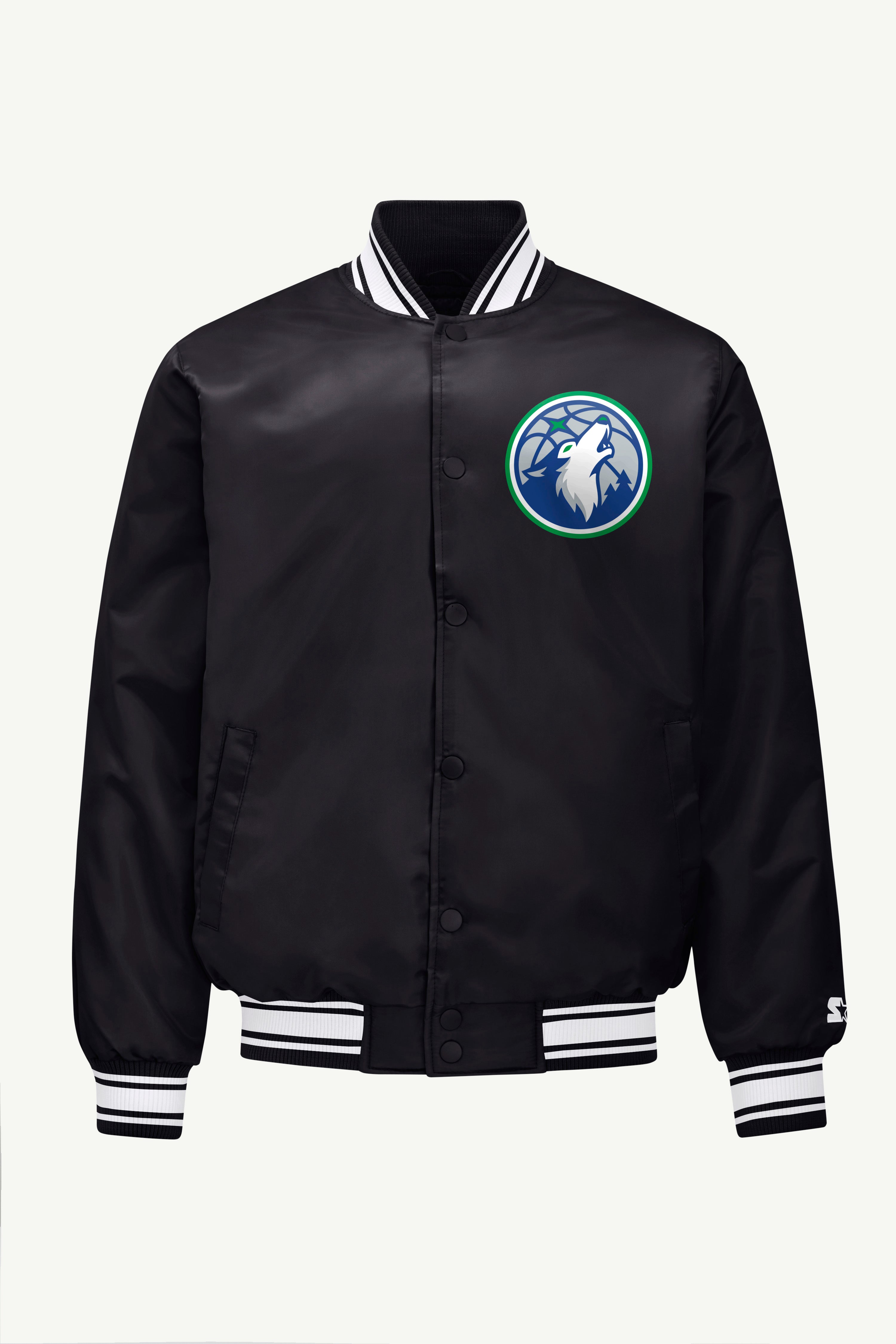 MENS MINNESOTA TIMBERWOLVES TRIANGLE SATIN VARSITY JACKET View 1 | Minnesota Timberwolves