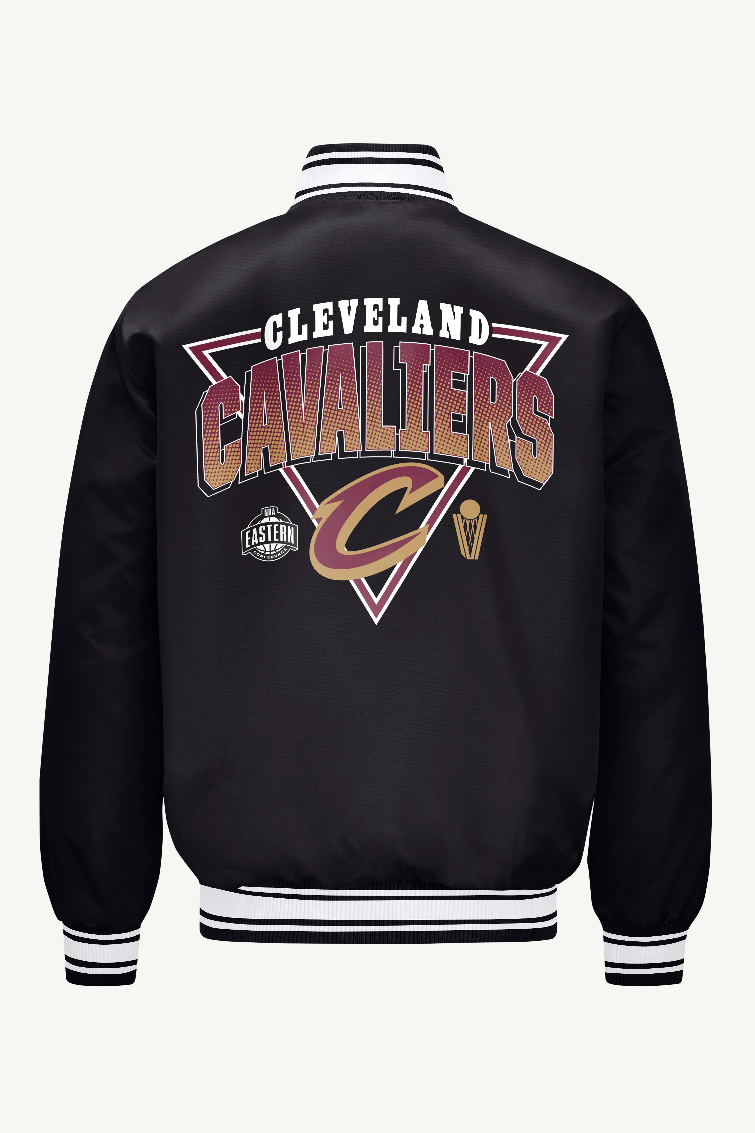 MENS CLEVELAND CAVALIERS TRIANGLE SATIN VARSITY JACKET View 2 | Satin Varsity Jackets