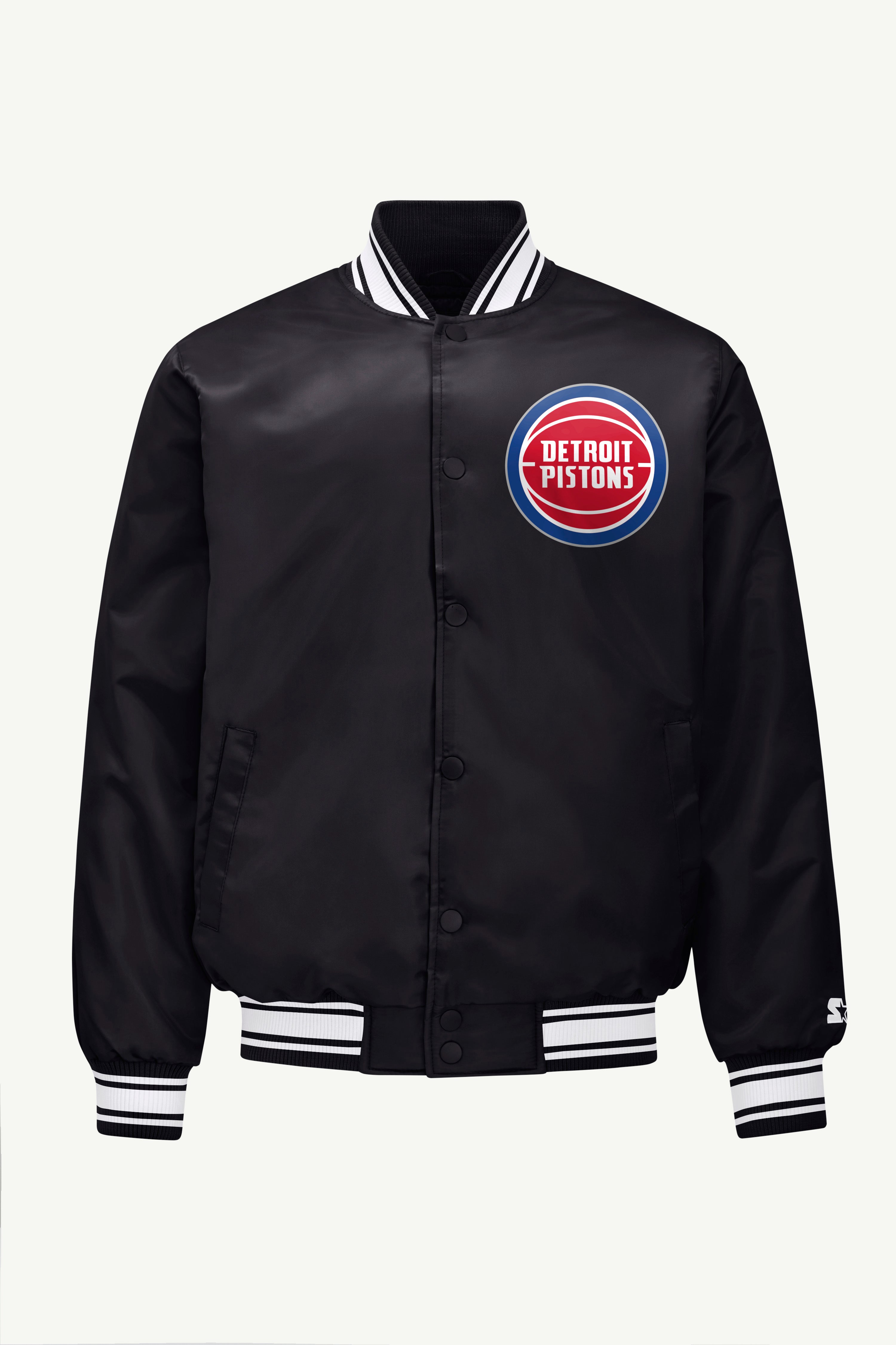 MENS DETROIT PISTONS TRIANGLE SATIN VARSITY JACKET View 1 | Detroit Pistons