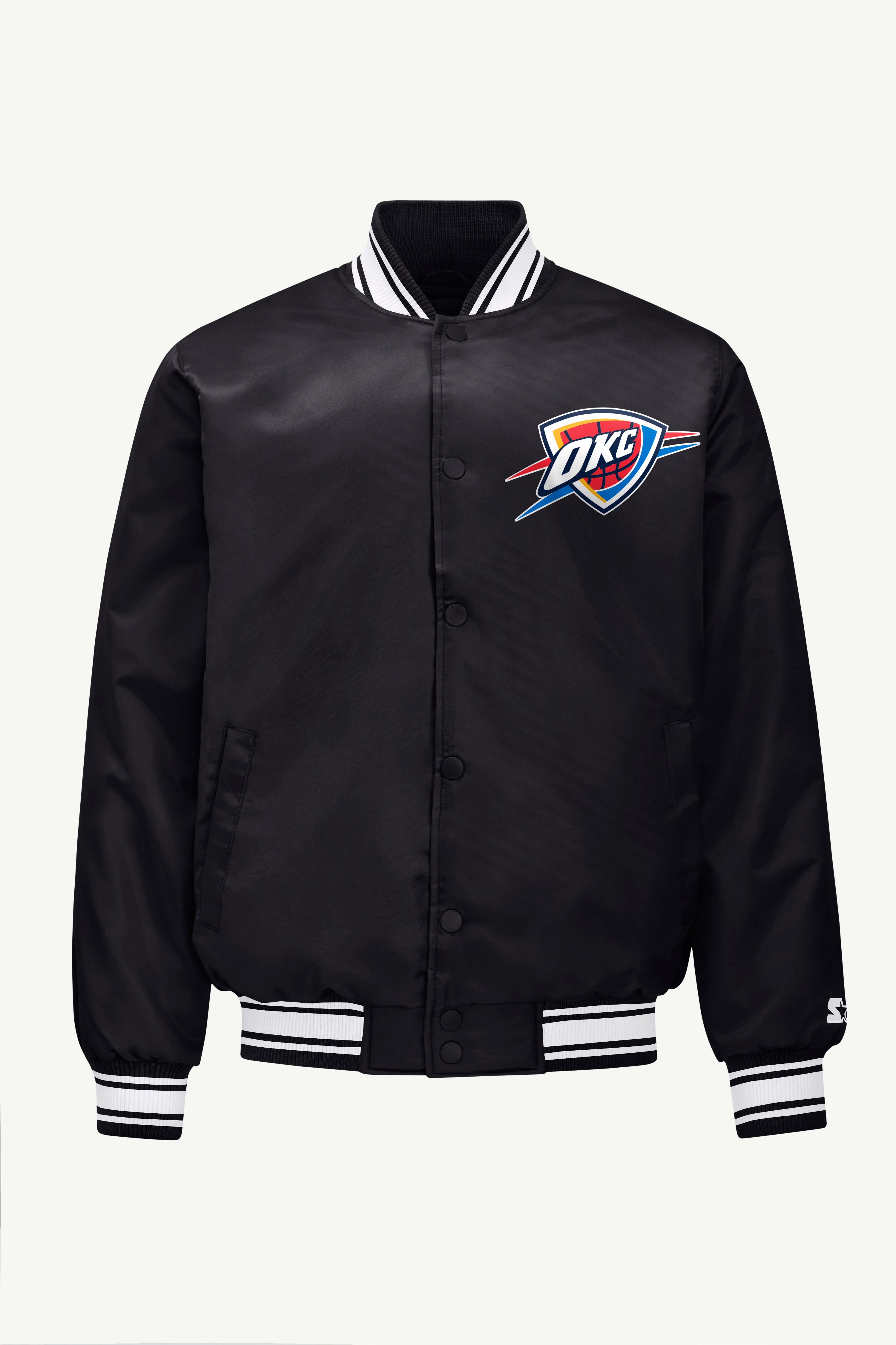 MENS OKLAHOMA CITY THUNDER TRIANGLE SATIN VARSITY JACKET View 1 | Oklahoma City Thunder