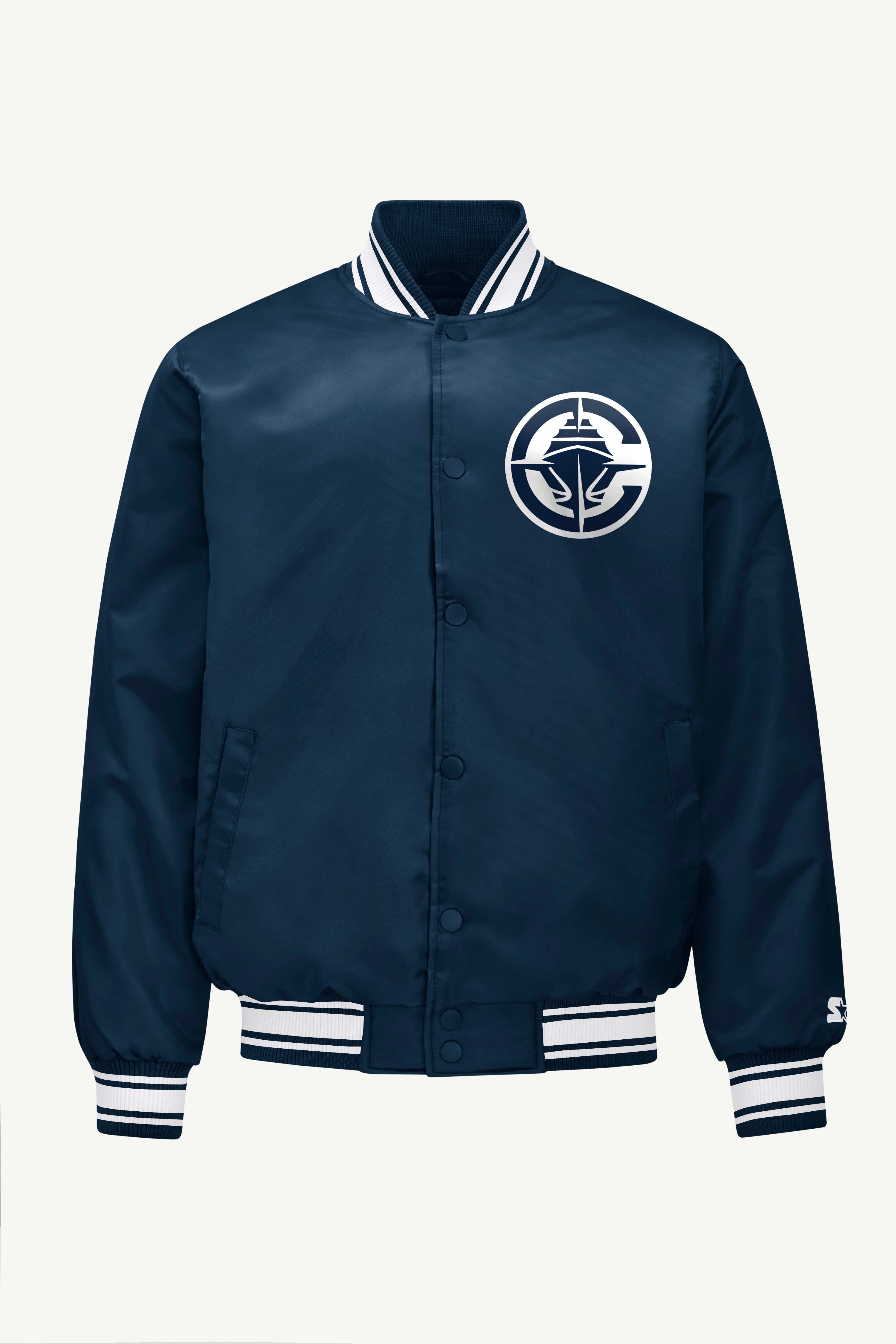 MENS LOS ANGELES CLIPPERS PRINTED GRAPHIC SATIN VARSITY JACKET View 1 | Starter Jackets