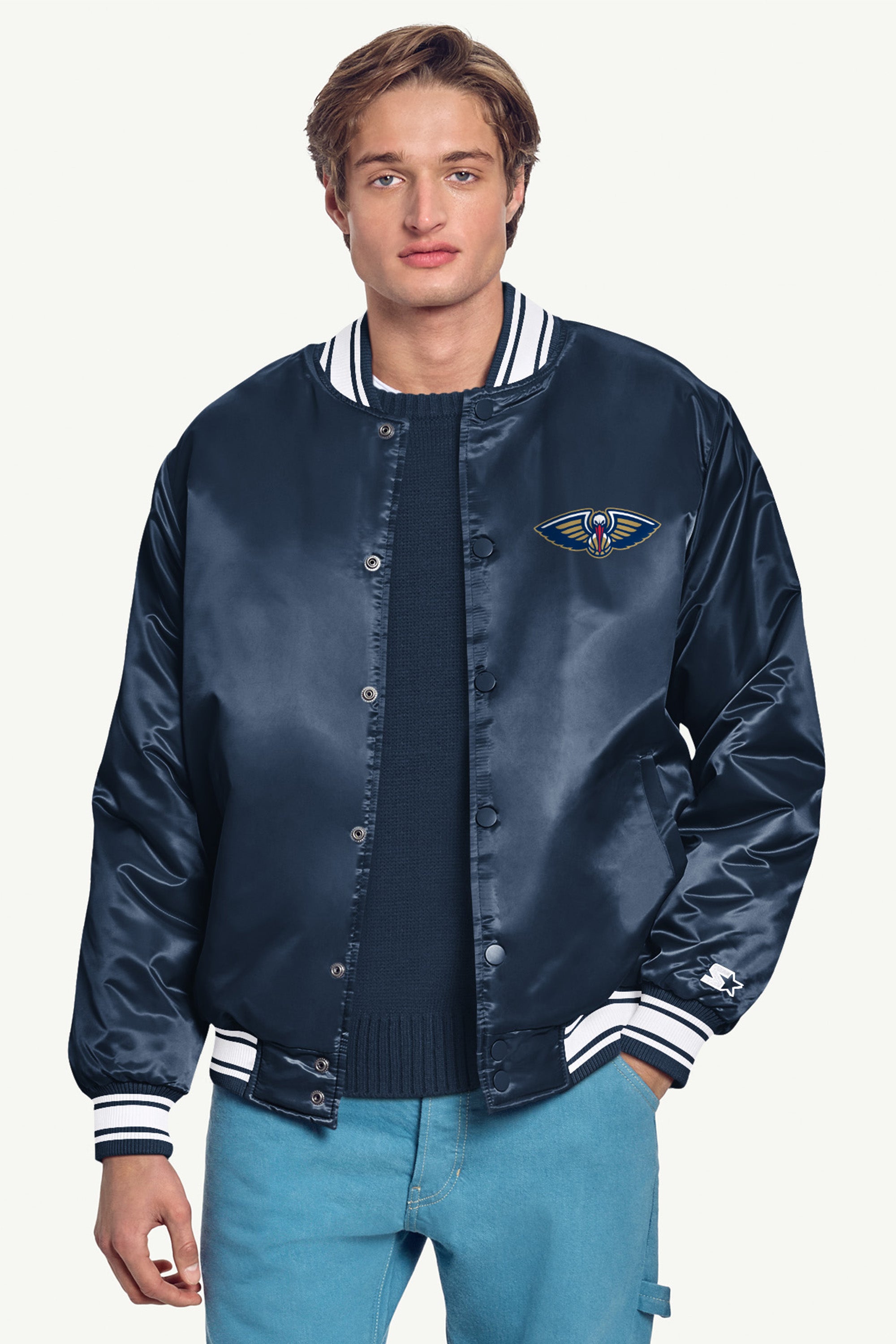 MENS NEW ORLEANS PELICANS SATIN VARSITY JACKET View 3 | New Orleans Pelicans