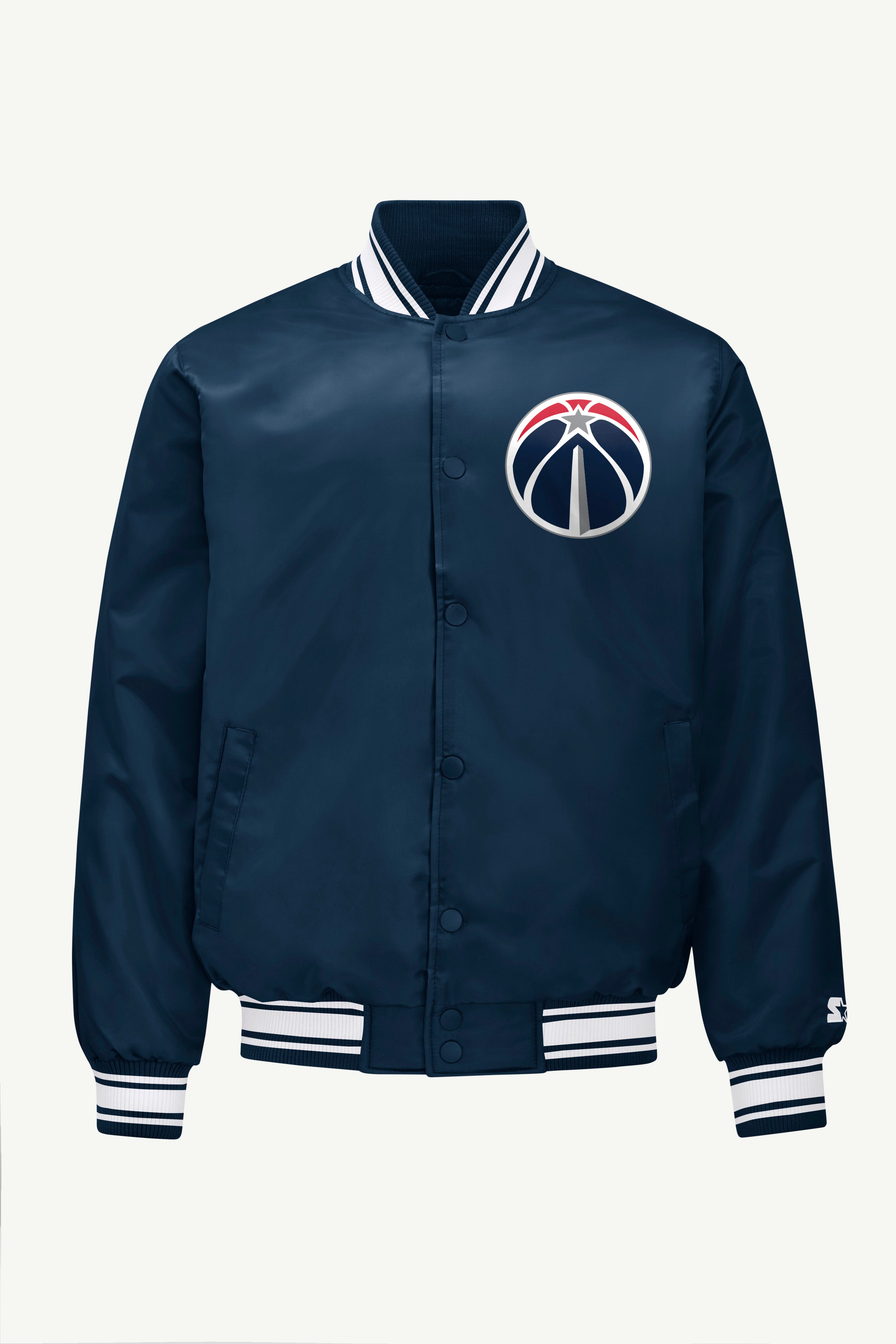 Mens Washington Wizards Mesh Look Satin Varsity Jacket | NBA | Starter