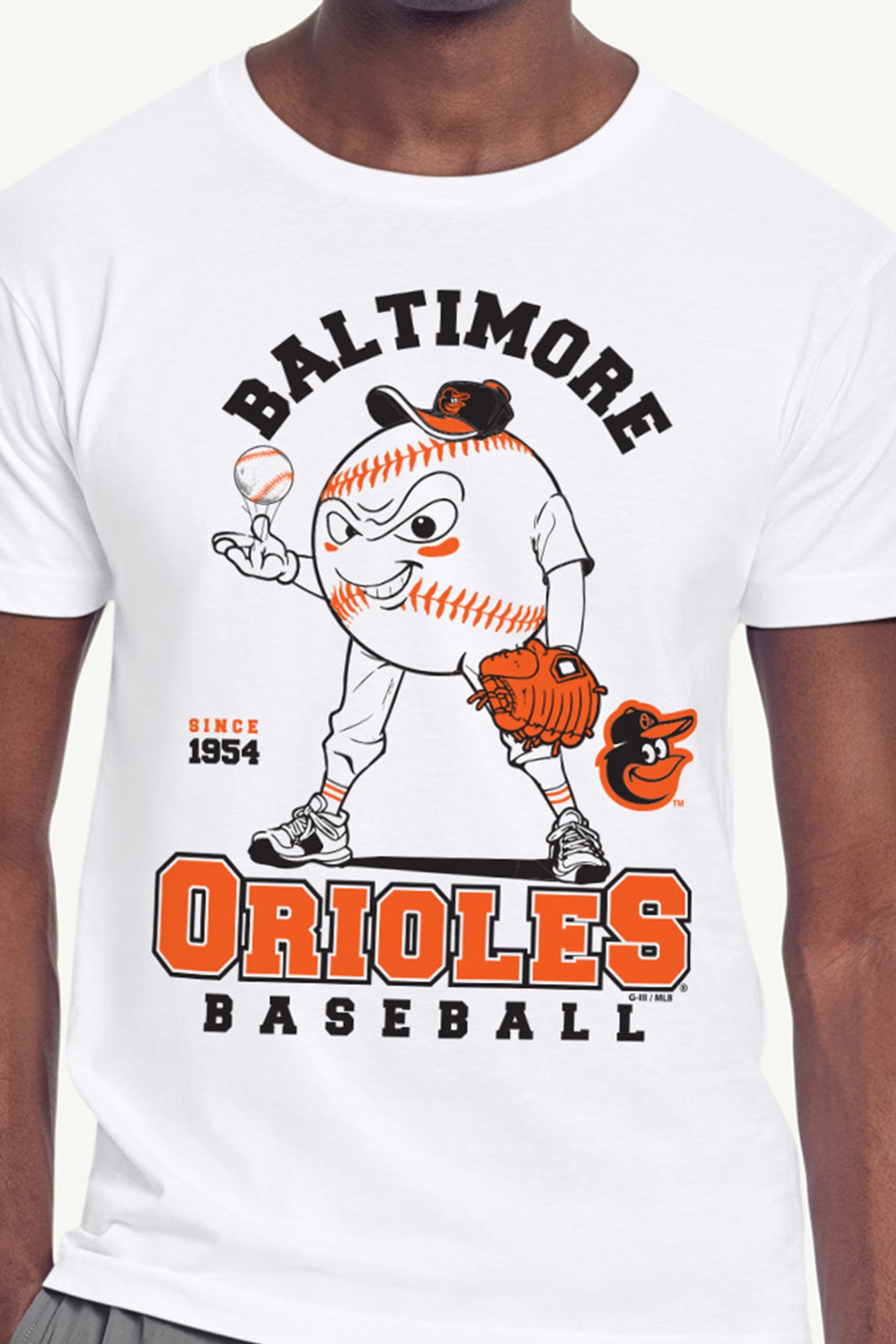 MENS BALTIMORE ORIOLES BASEBALL CHARACTER SHORT SLEEVE T SHIRT View 2