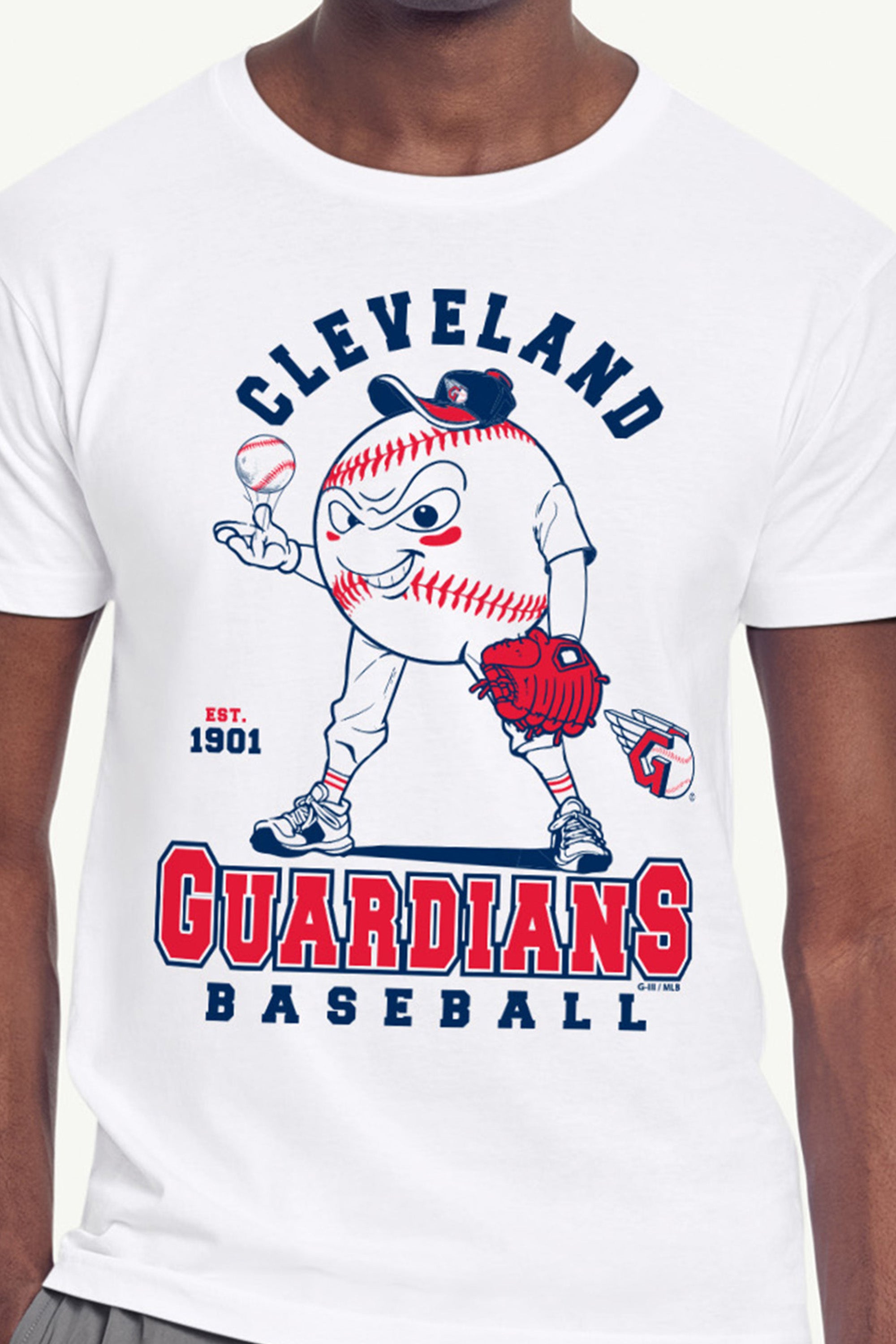 MENS CLEVELAND GUARDIANS BASEBALL CHARACTER SHORT SLEEVE T SHIRT View 2