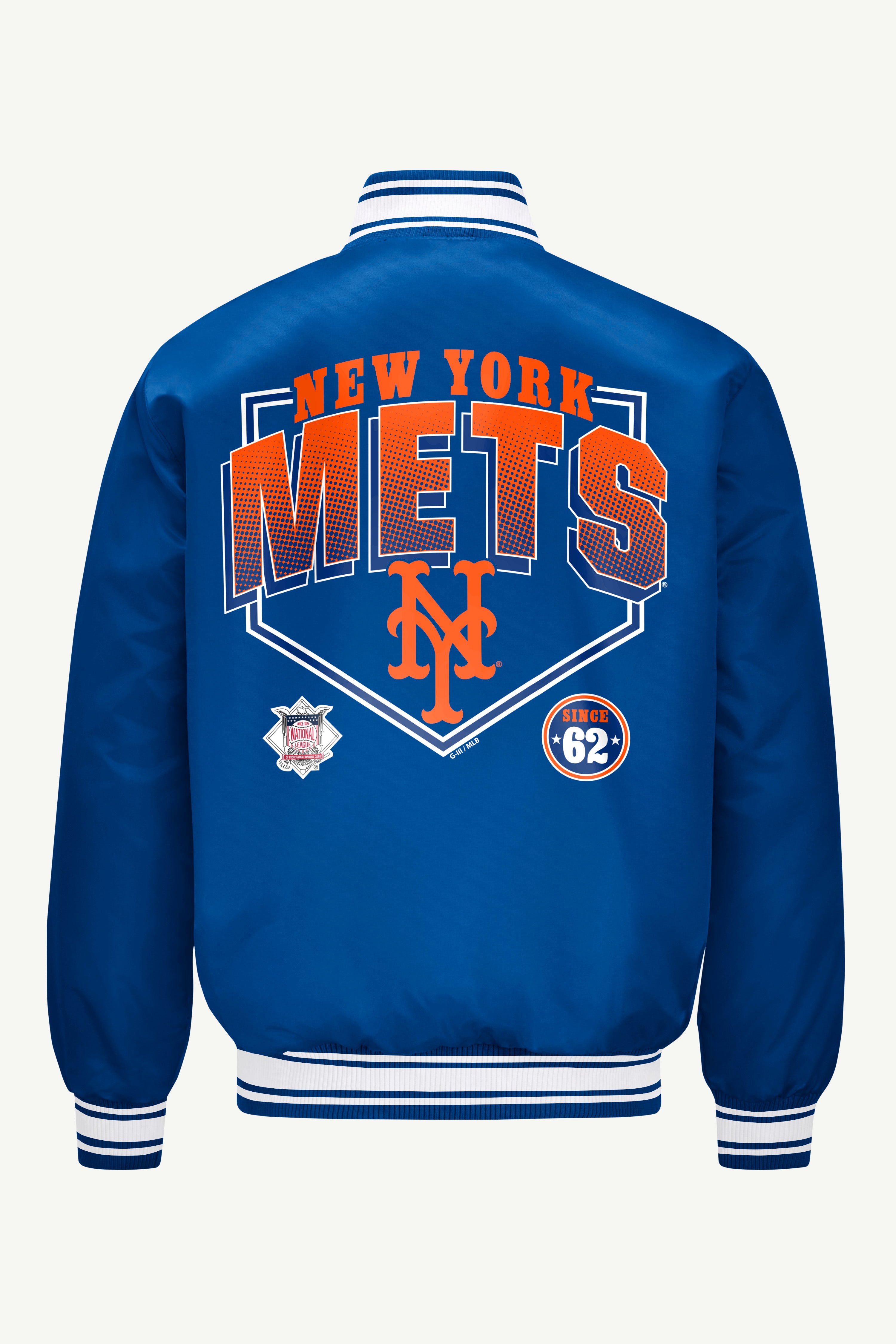 MENS NEW YORK METS HOMEPLATE SATIN VARSITY JACKET View 2 | MLB MENS NEW YORK METS HOMEPLATE SATIN VARSITY JACKET View 2 | MLB