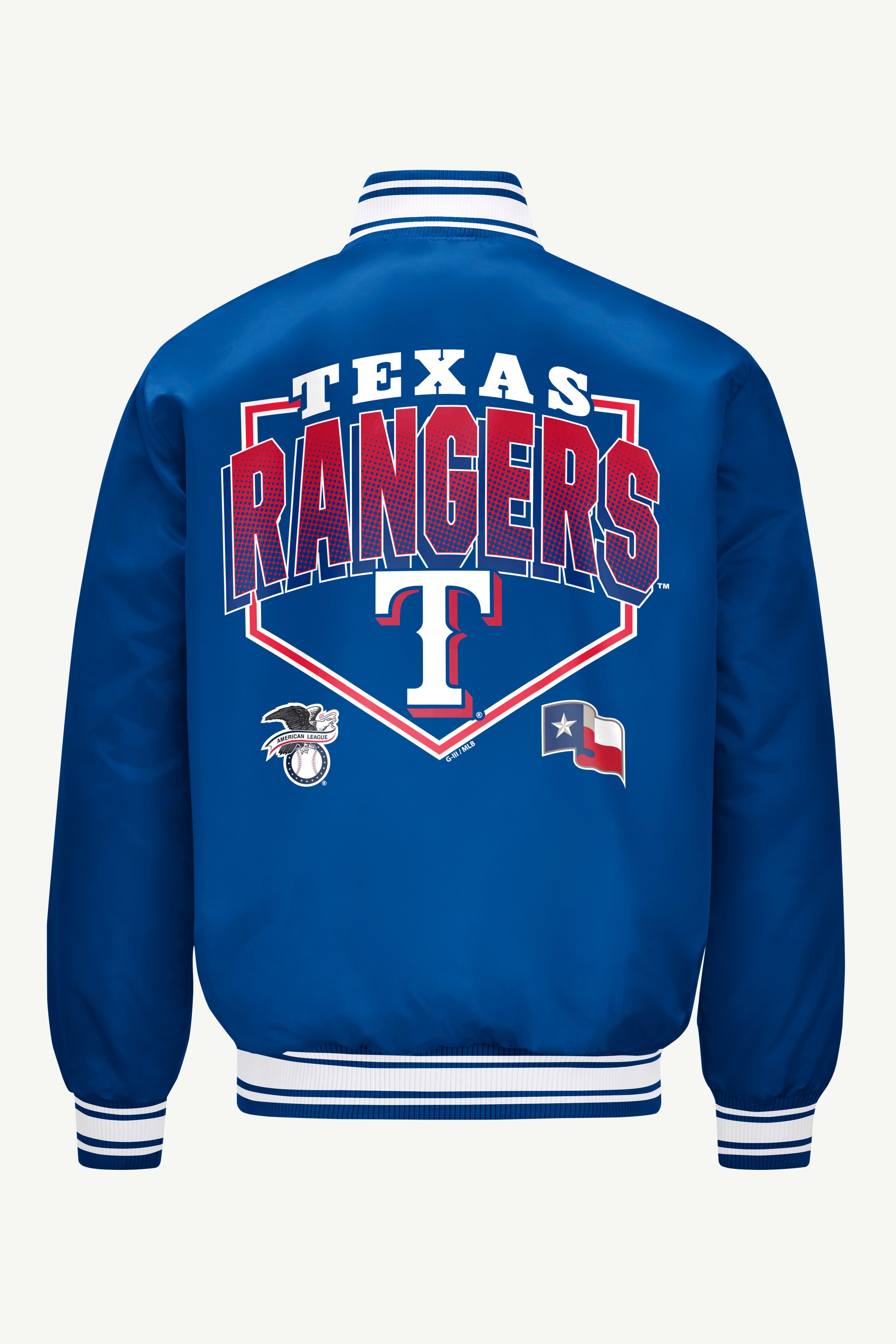 MENS TEXAS RANGERS HOMEPLATE SATIN VARSITY JACKET View 2 | Starter Jackets MENS TEXAS RANGERS HOMEPLATE SATIN VARSITY JACKET View 2 | Starter Jackets