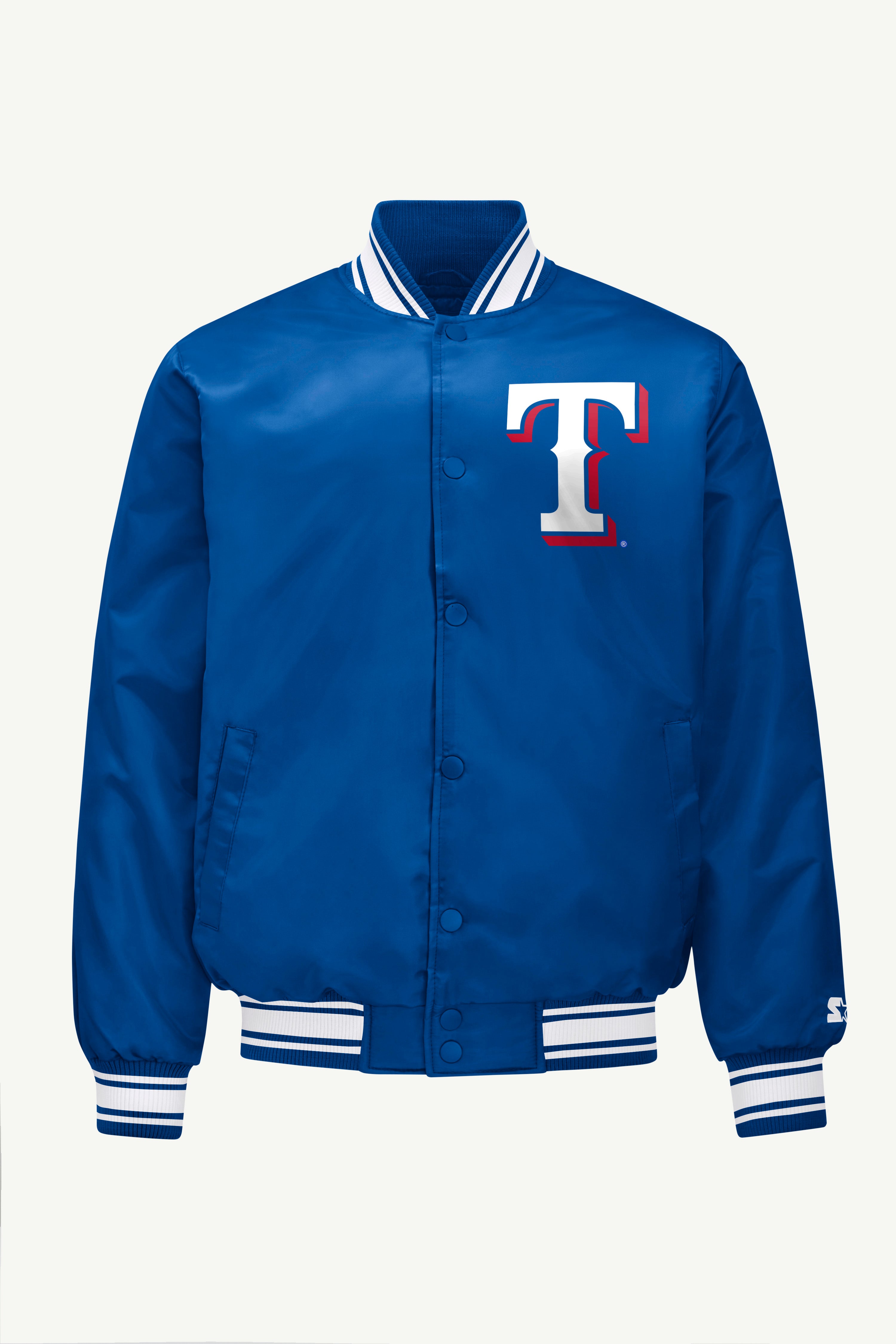 Mens Texas Rangers Satin Varsity Jacket | MLB | Starter
