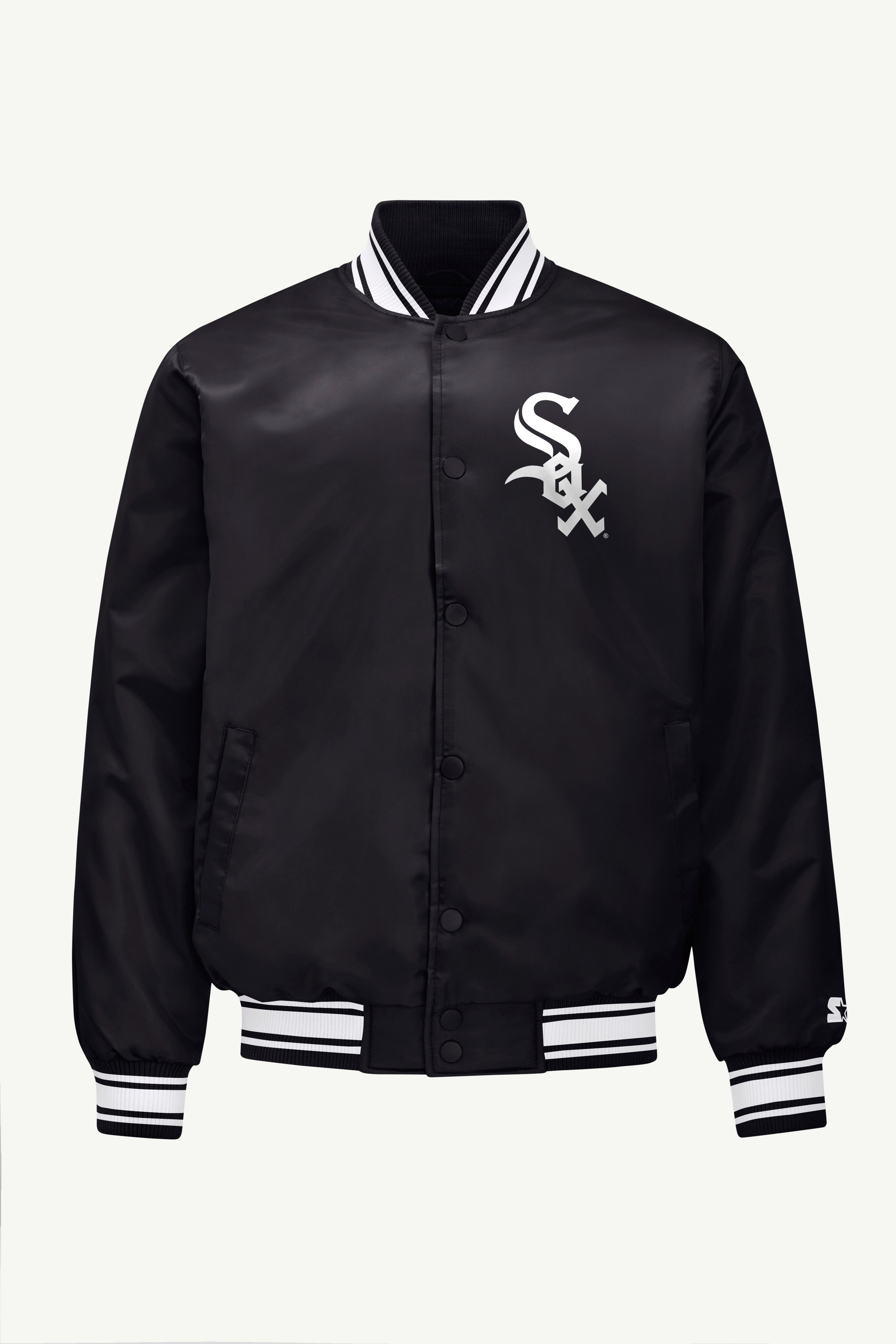 MENS CHICAGO WHITE SOX PRINTED HOMEPLATE SATIN VARSITY JACKET View 1 | Chicago White Sox