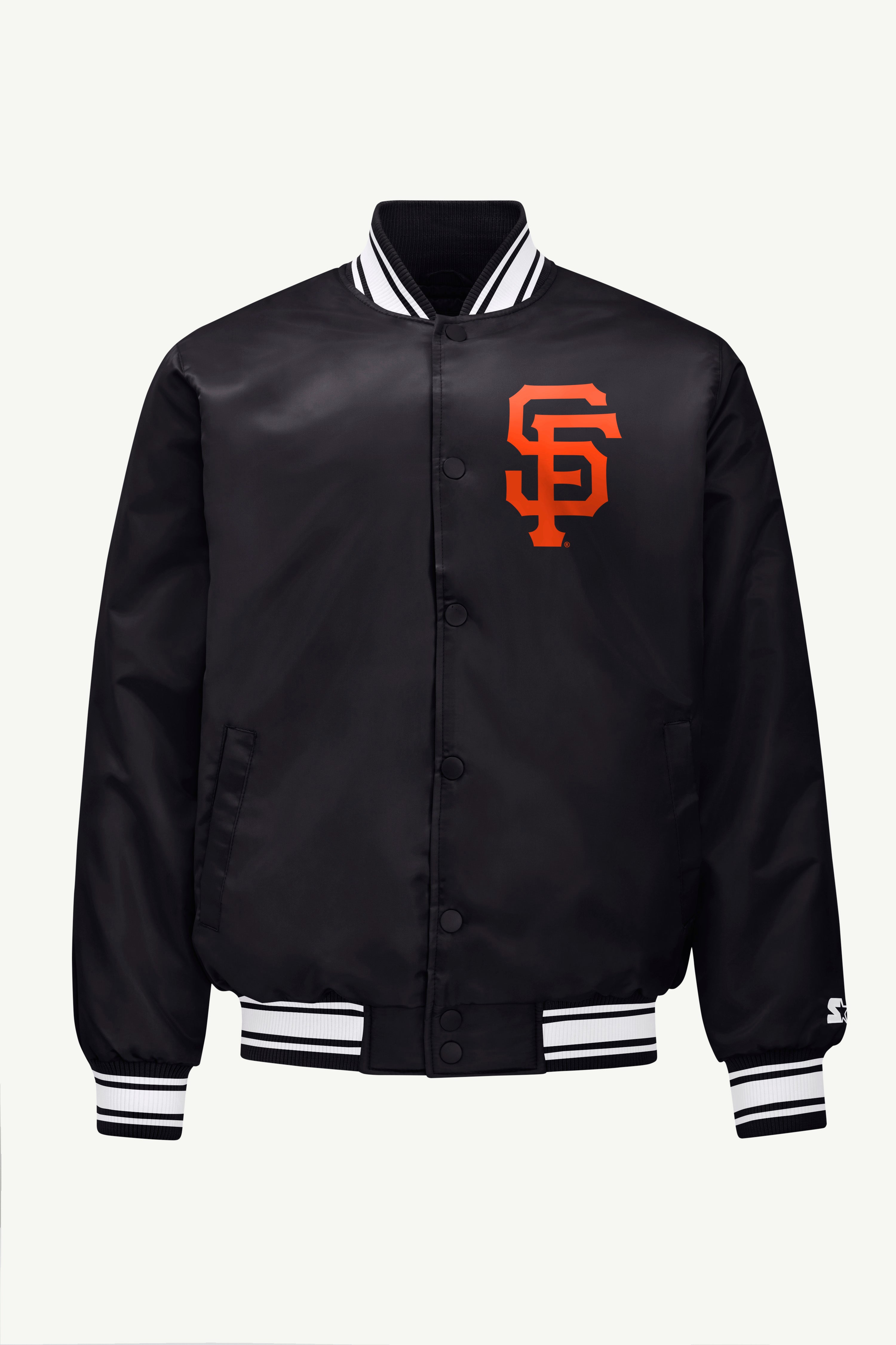 MENS SAN FRANCISCO GIANTS PRINTED HOMEPLATE SATIN VARSITY JACKET View 1 MENS SAN FRANCISCO GIANTS PRINTED HOMEPLATE SATIN VARSITY JACKET View 1