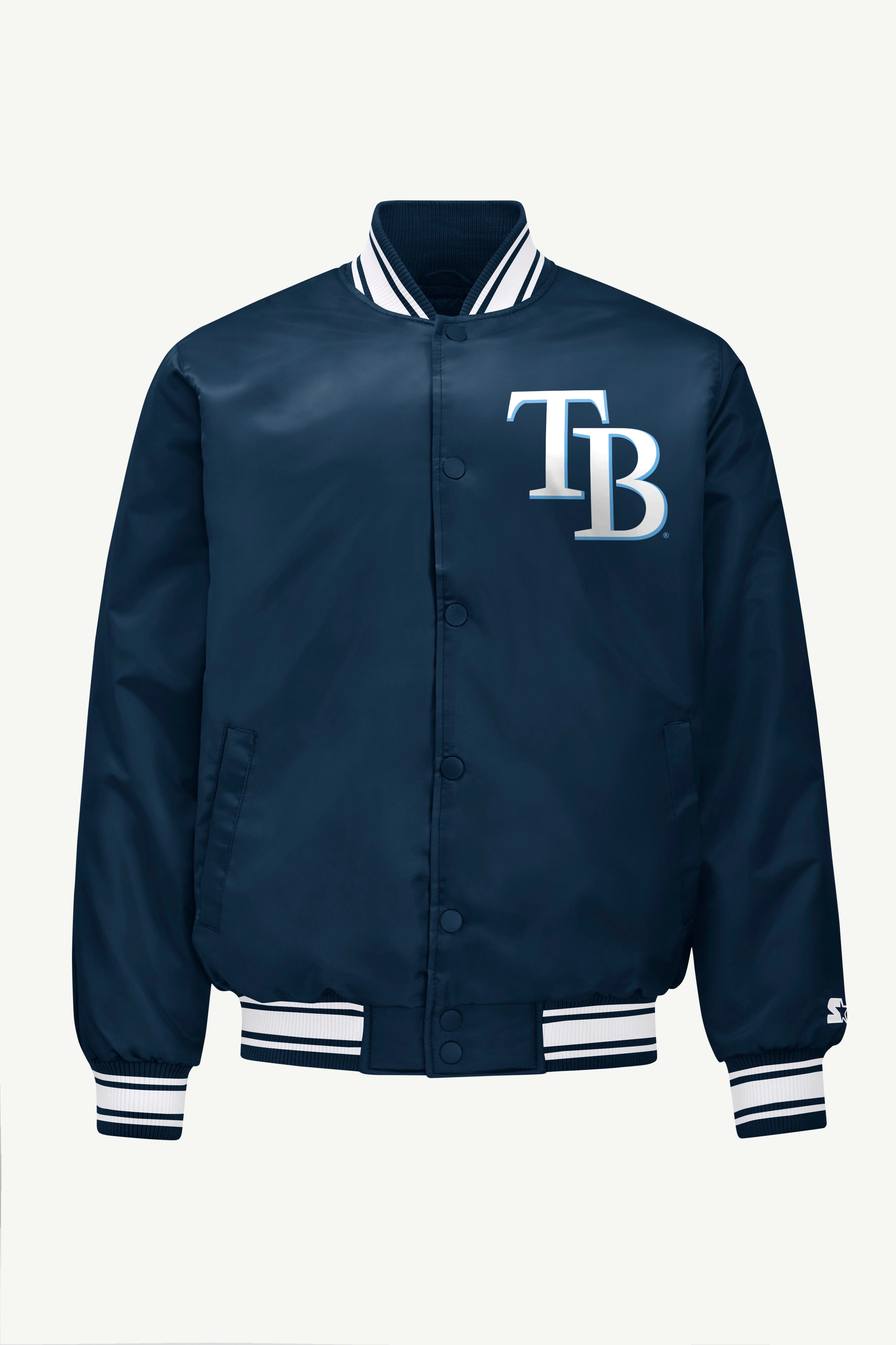MENS TAMPA BAY RAYS PRINTED HOMEPLATE SATIN VARSITY JACKET View 1 | MLB