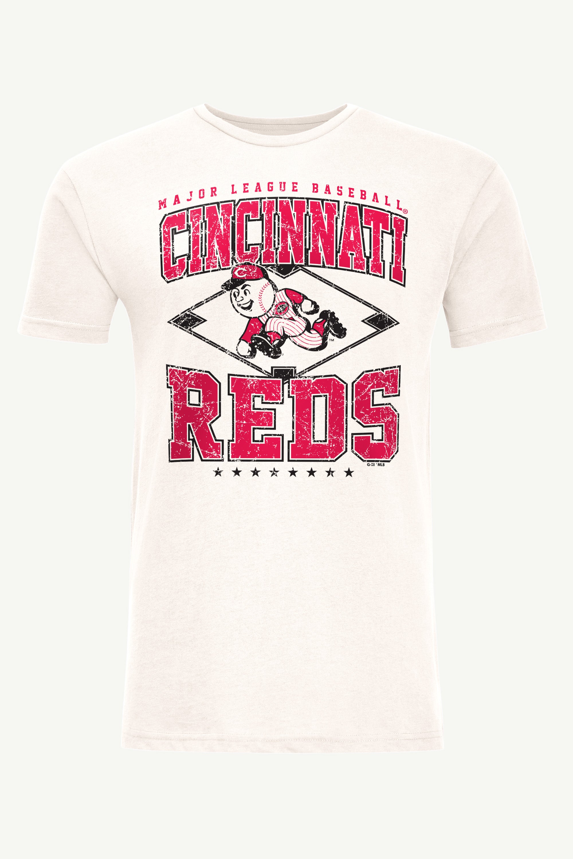 MENS CINCINNATI REDS DISTRESSED COOPERSTOWN DIAMOND SHORT SLEEVE T SHIRT View 1