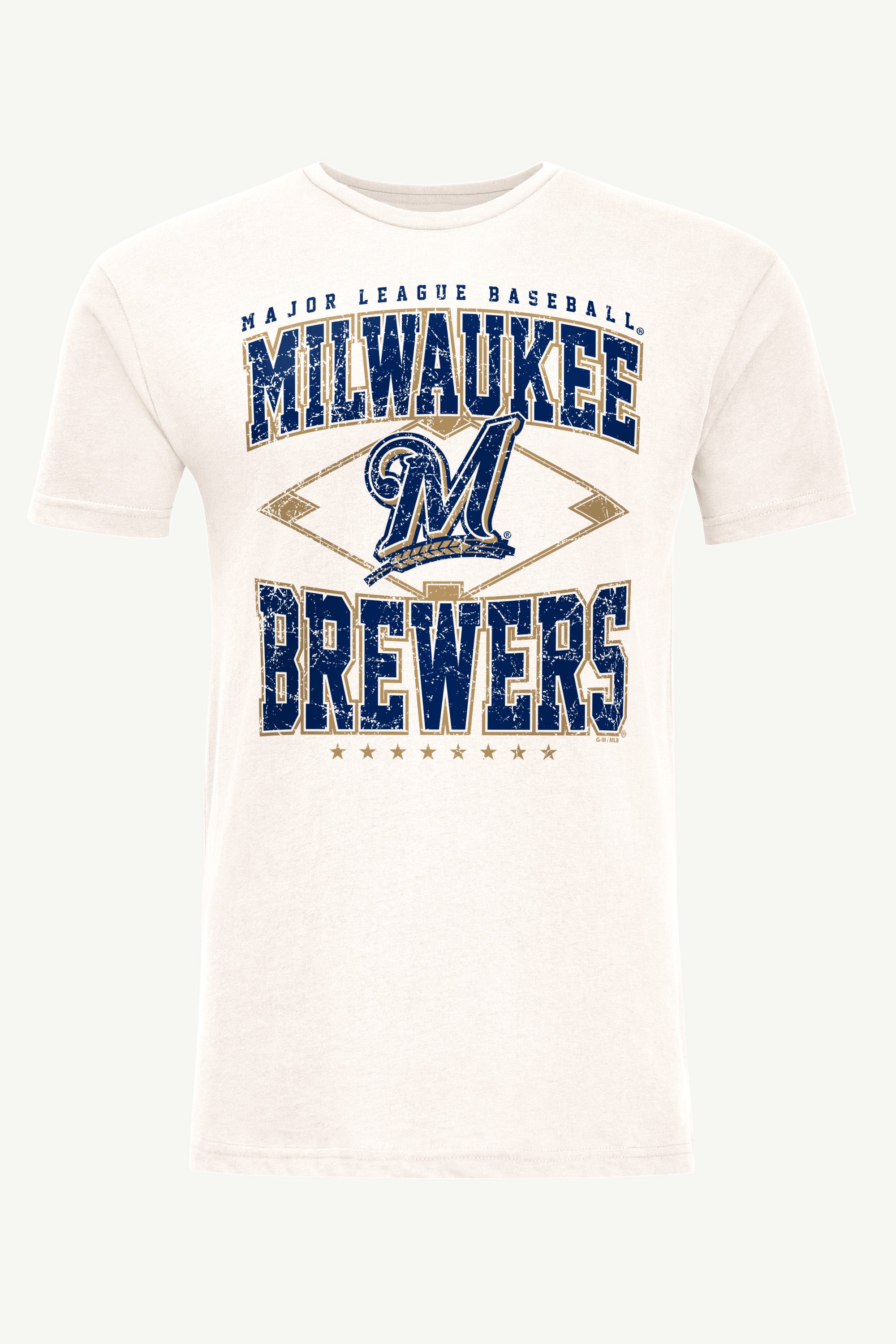 MENS MILWAUKEE BREWERS DISTRESSED COOPERSTOWN DIAMOND SHORT SLEEVE T SHIRT View 1