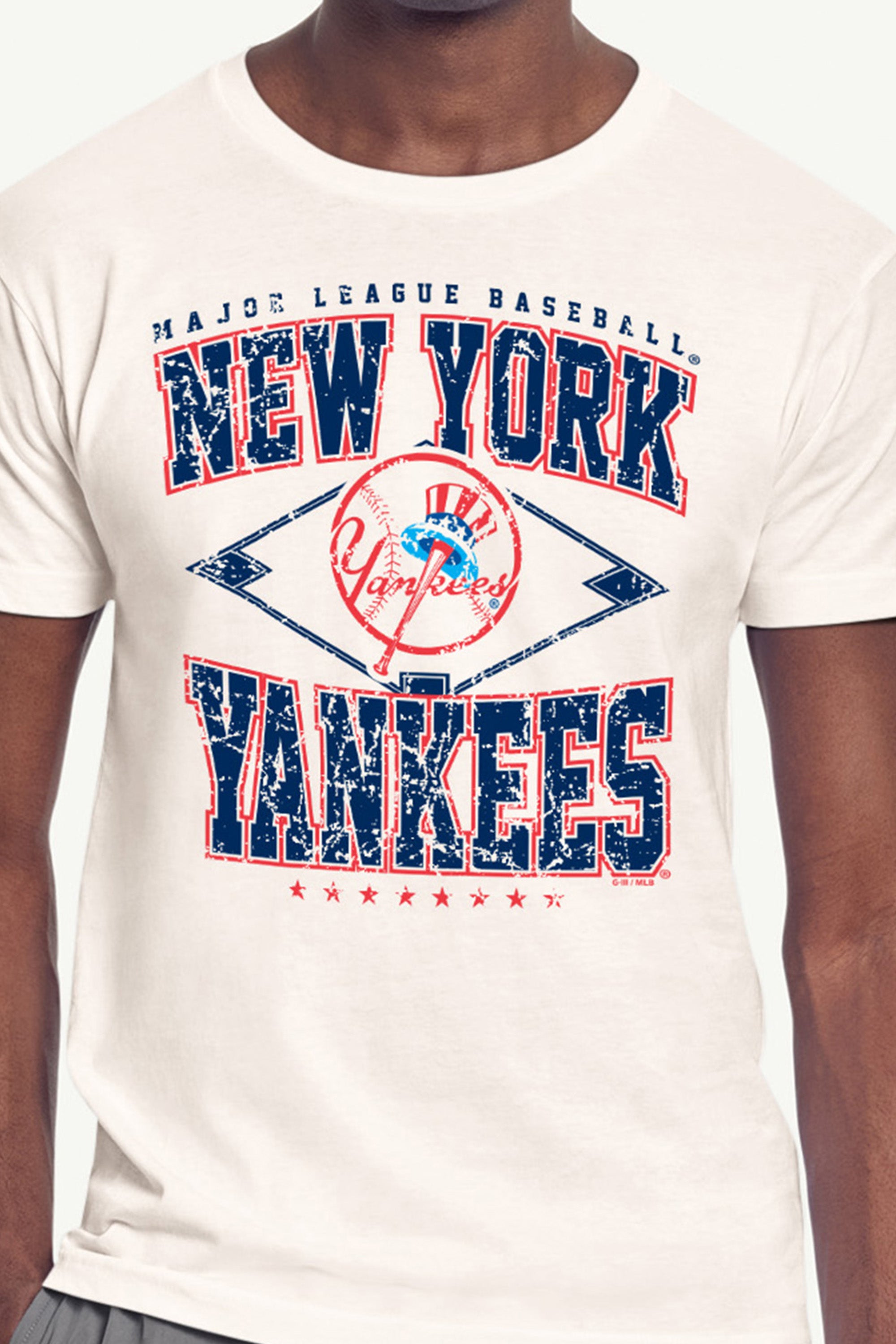 MENS NEW YORK YANKEES DISTRESSED COOPERSTOWN DIAMOND SHORT SLEEVE T SHIRT View 2