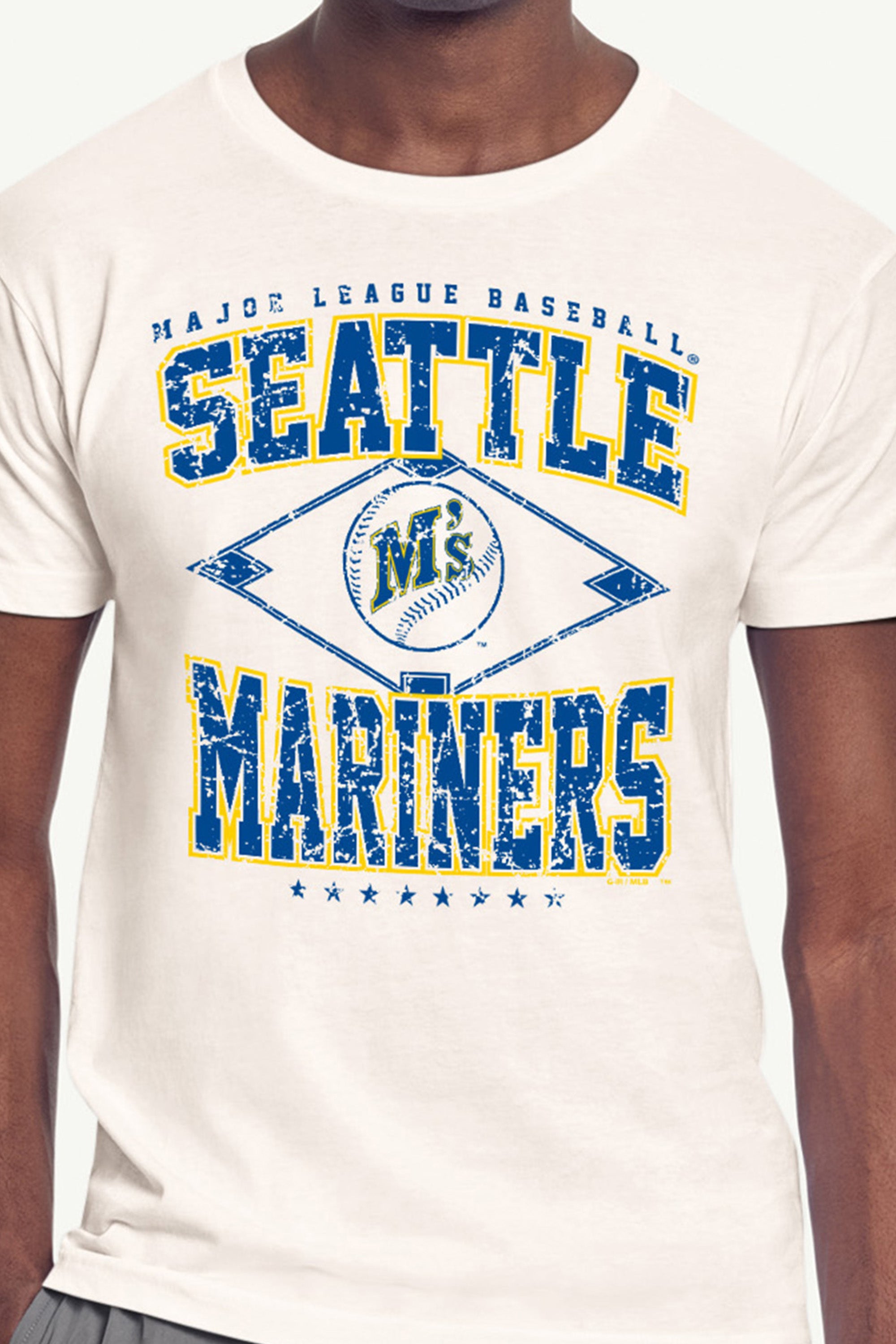 MENS SEATTLE MARINERS DISTRESSED COOPERSTOWN DIAMOND SHORT SLEEVE T SHIRT View 2