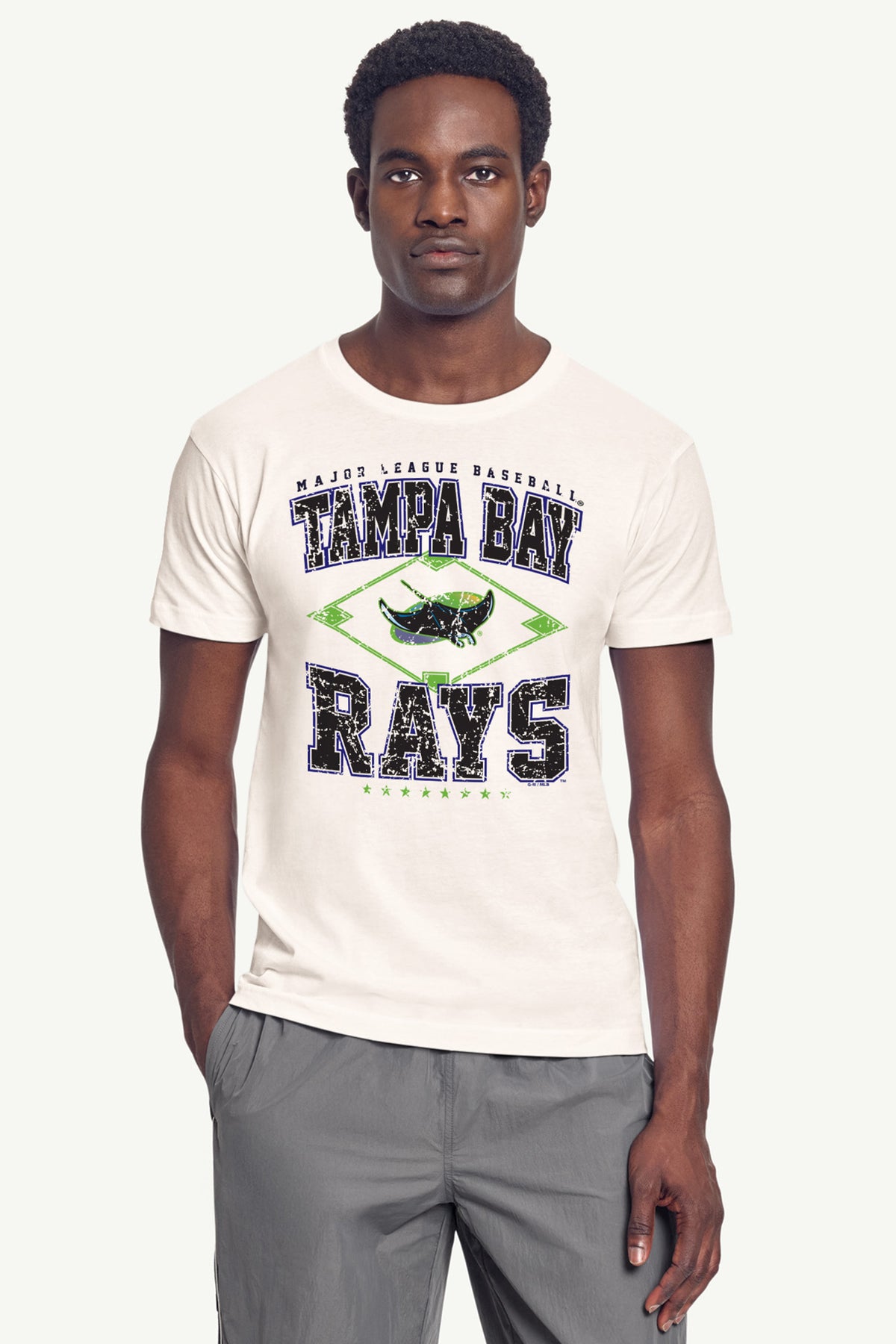 MENS TAMPA BAY RAYS DISTRESSED COOPERSTOWN DIAMOND SHORT SLEEVE T SHIRT View 4
