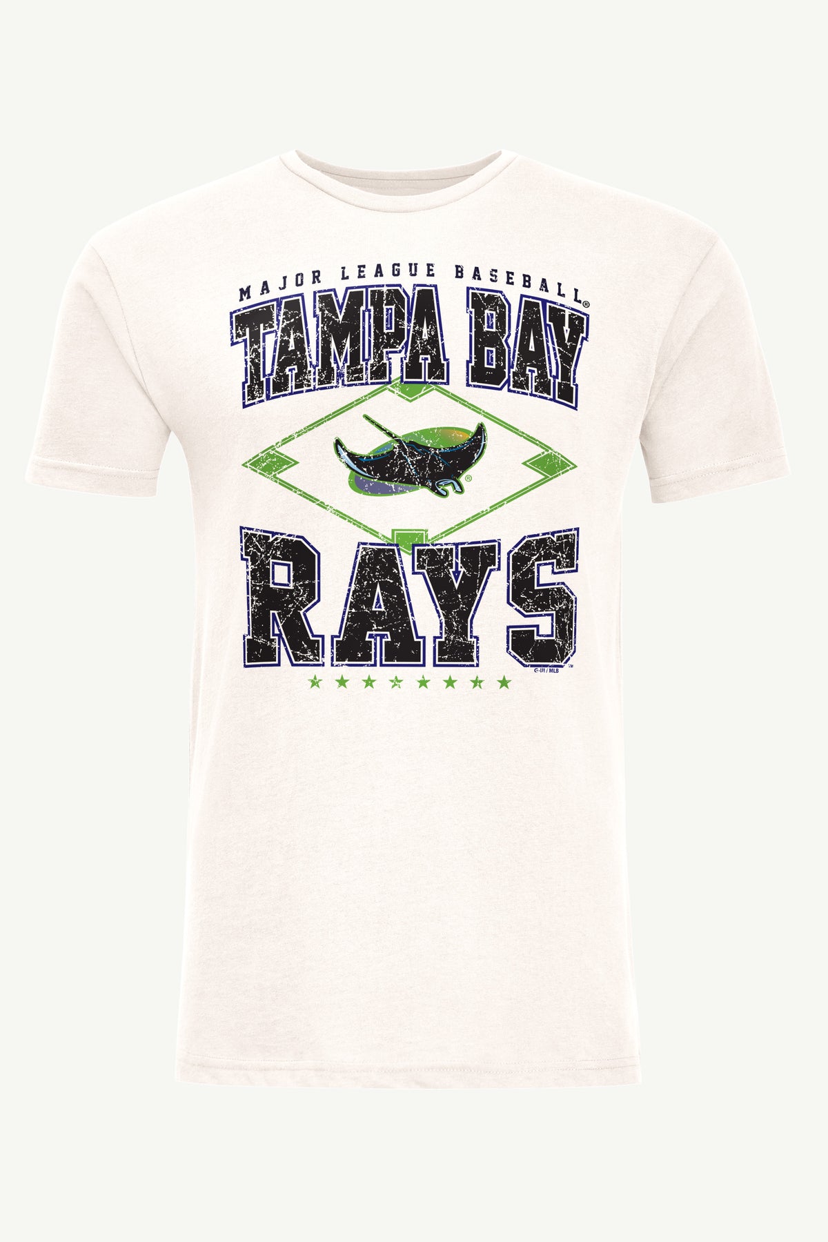 MENS TAMPA BAY RAYS DISTRESSED COOPERSTOWN DIAMOND SHORT SLEEVE T SHIRT View 1