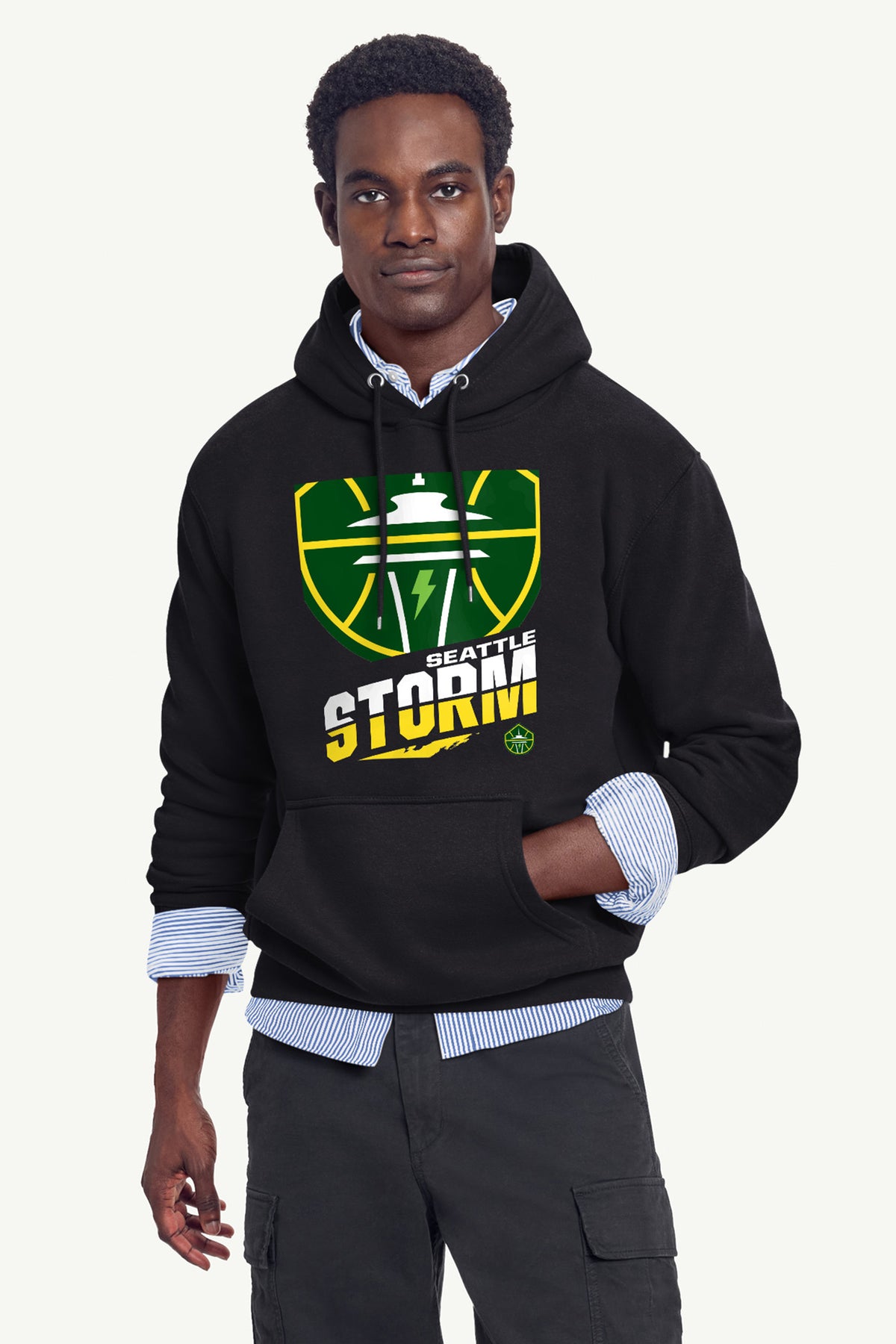 MENS SEATTLE STORM LOGO ZOOM PRINTED HOODIE View 4