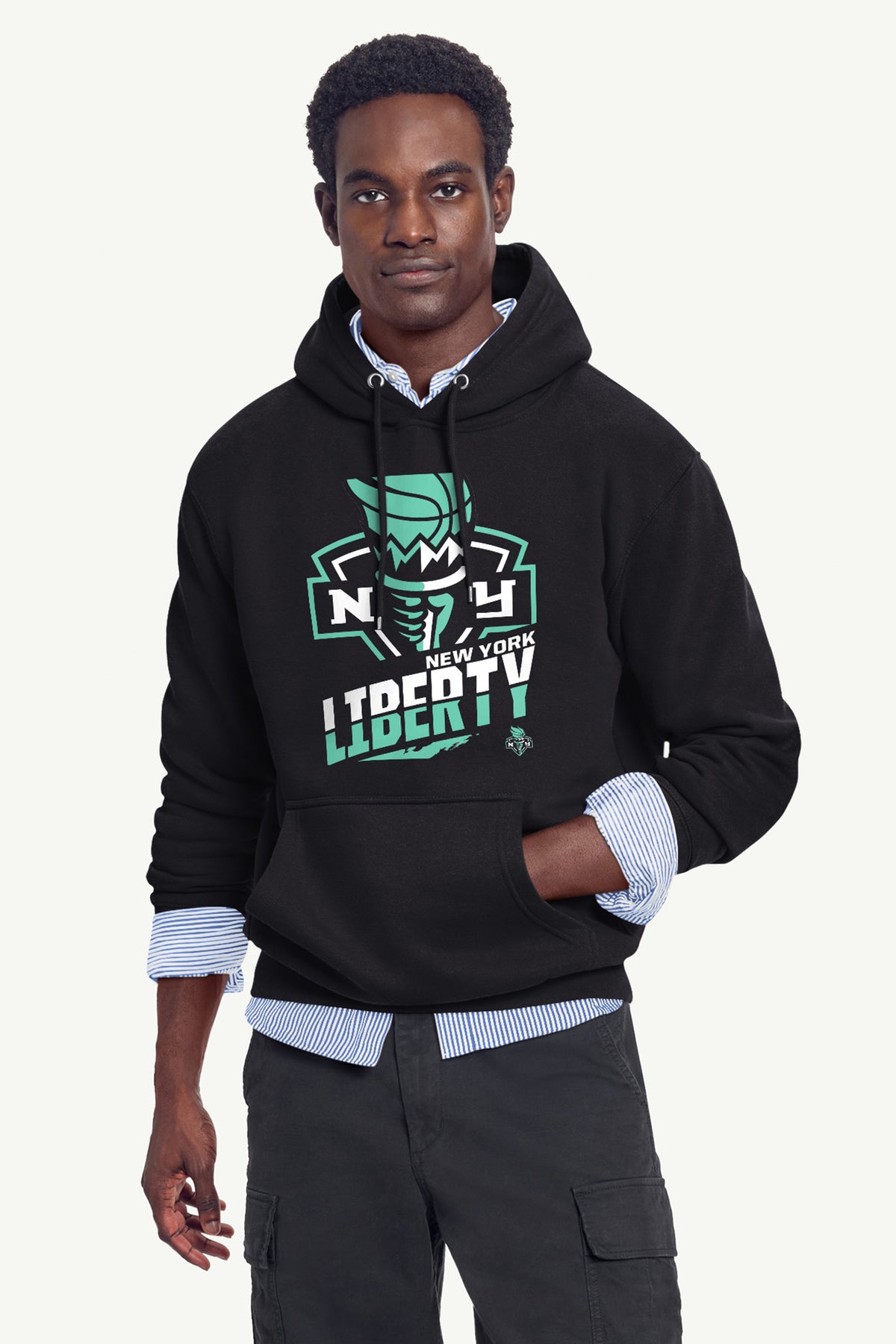 MENS NEW YORK LIBERTY LOGO ZOOM PRINTED HOODIE View 4