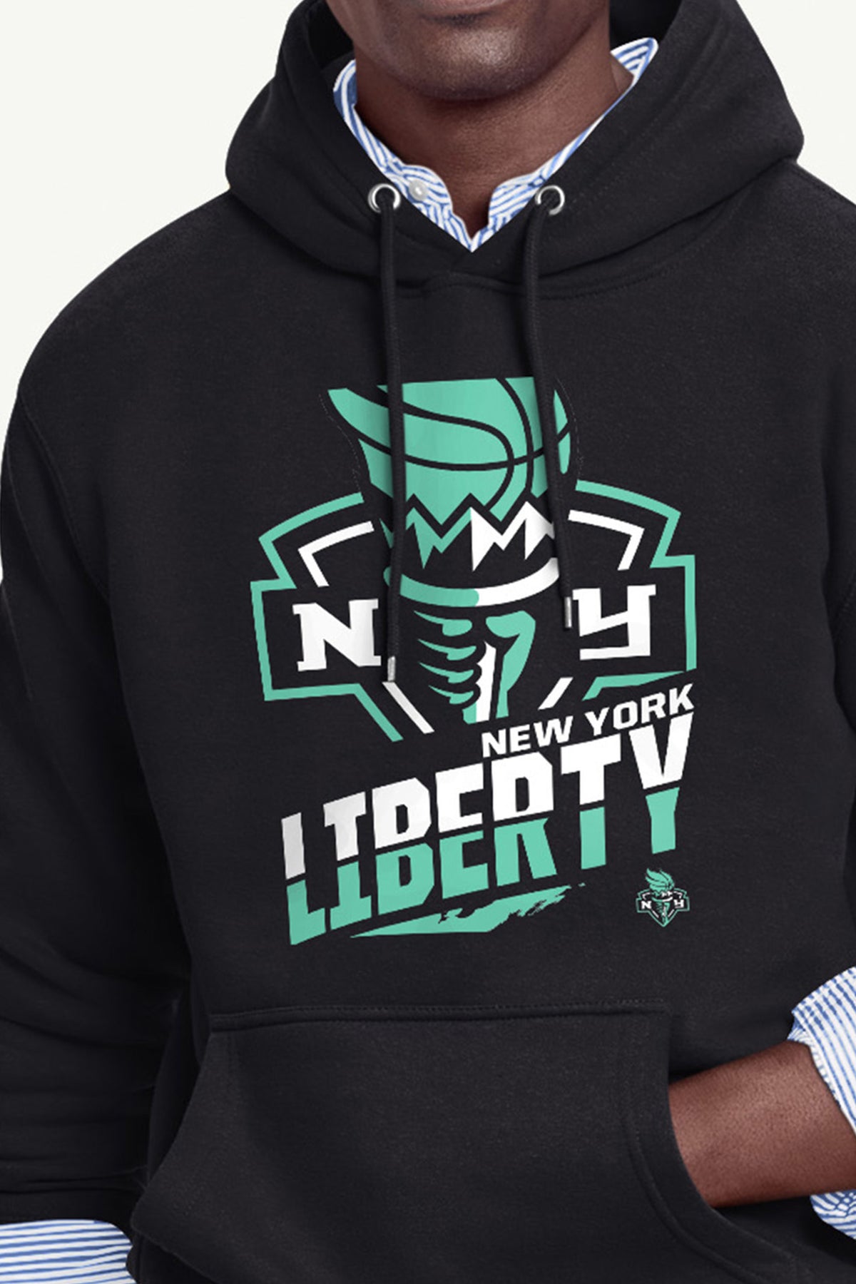MENS NEW YORK LIBERTY LOGO ZOOM PRINTED HOODIE View 2