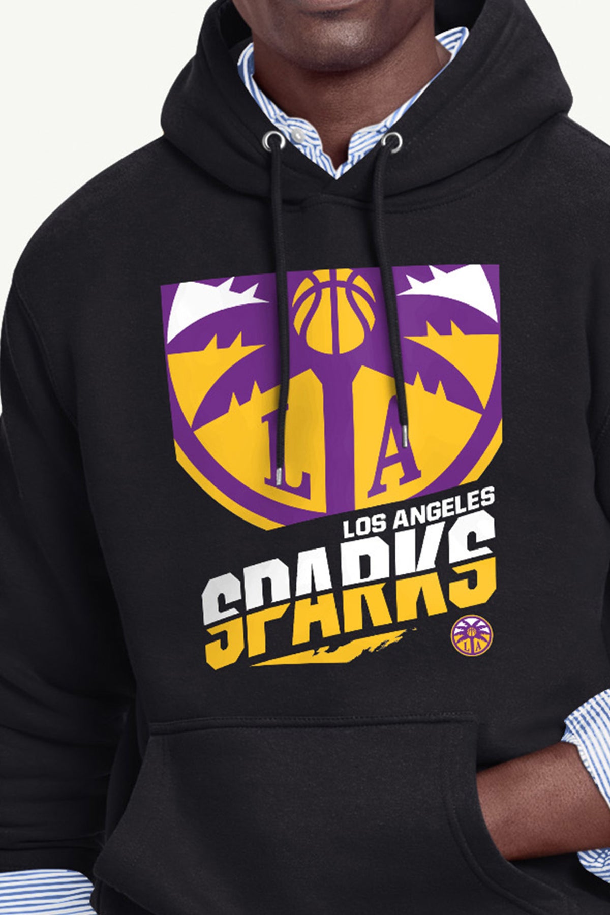 MENS LOS ANGELES SPARKS LOGO ZOOM PRINTED HOODIE View 2