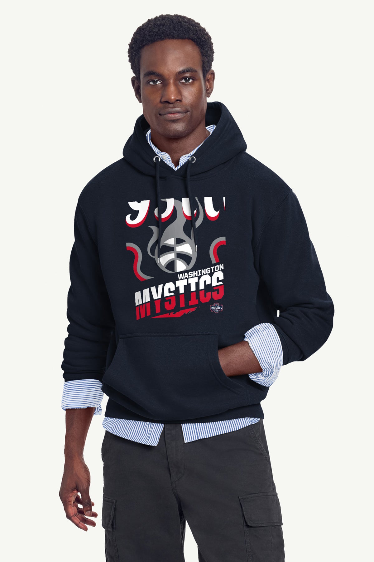 MENS WASHINGTON MYSTICS LOGO ZOOM PRINTED HOODIE View 4
