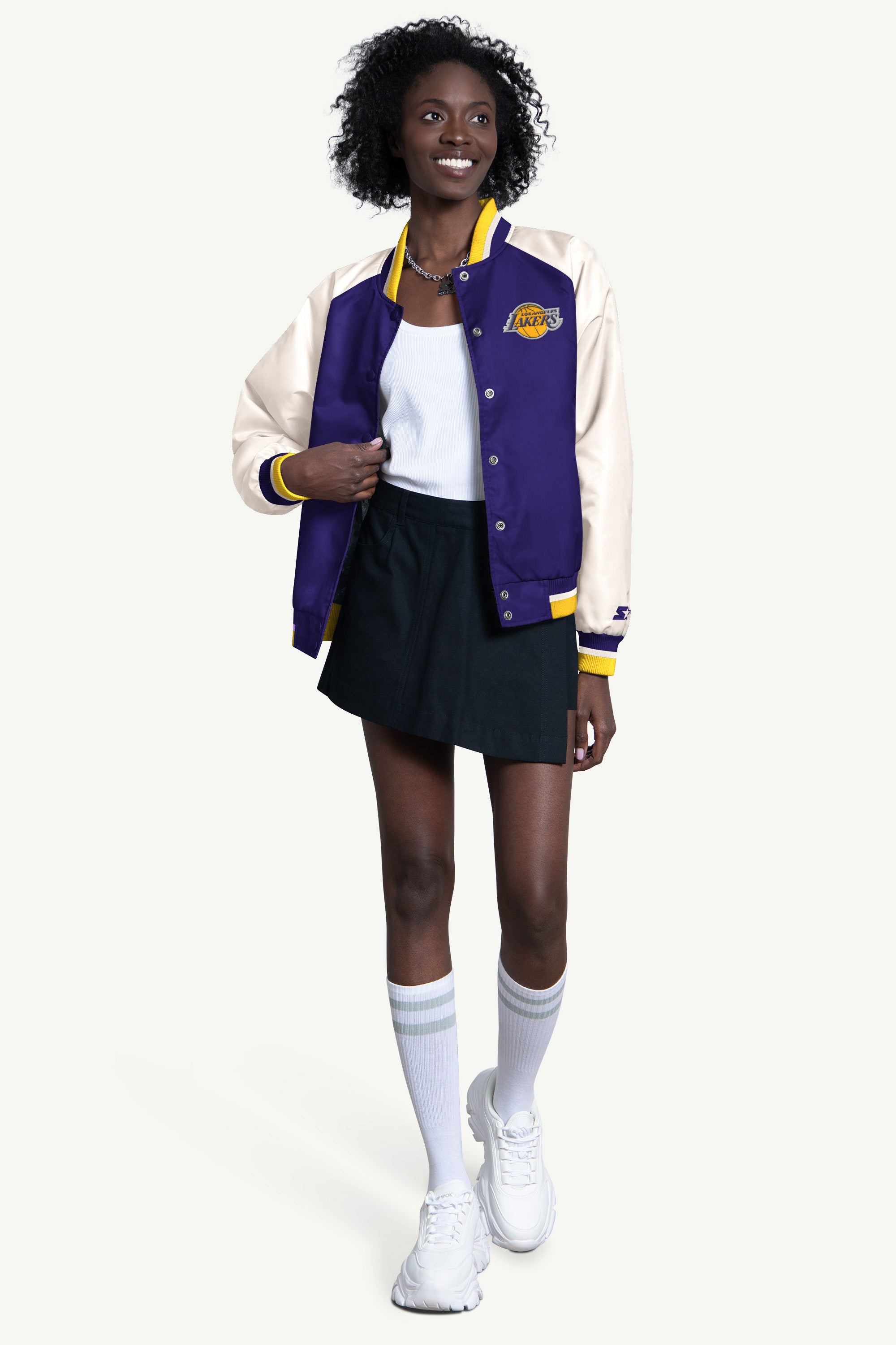WOMENS LOS ANGELES LAKERS BLITZ VARSITY JACKET View 4