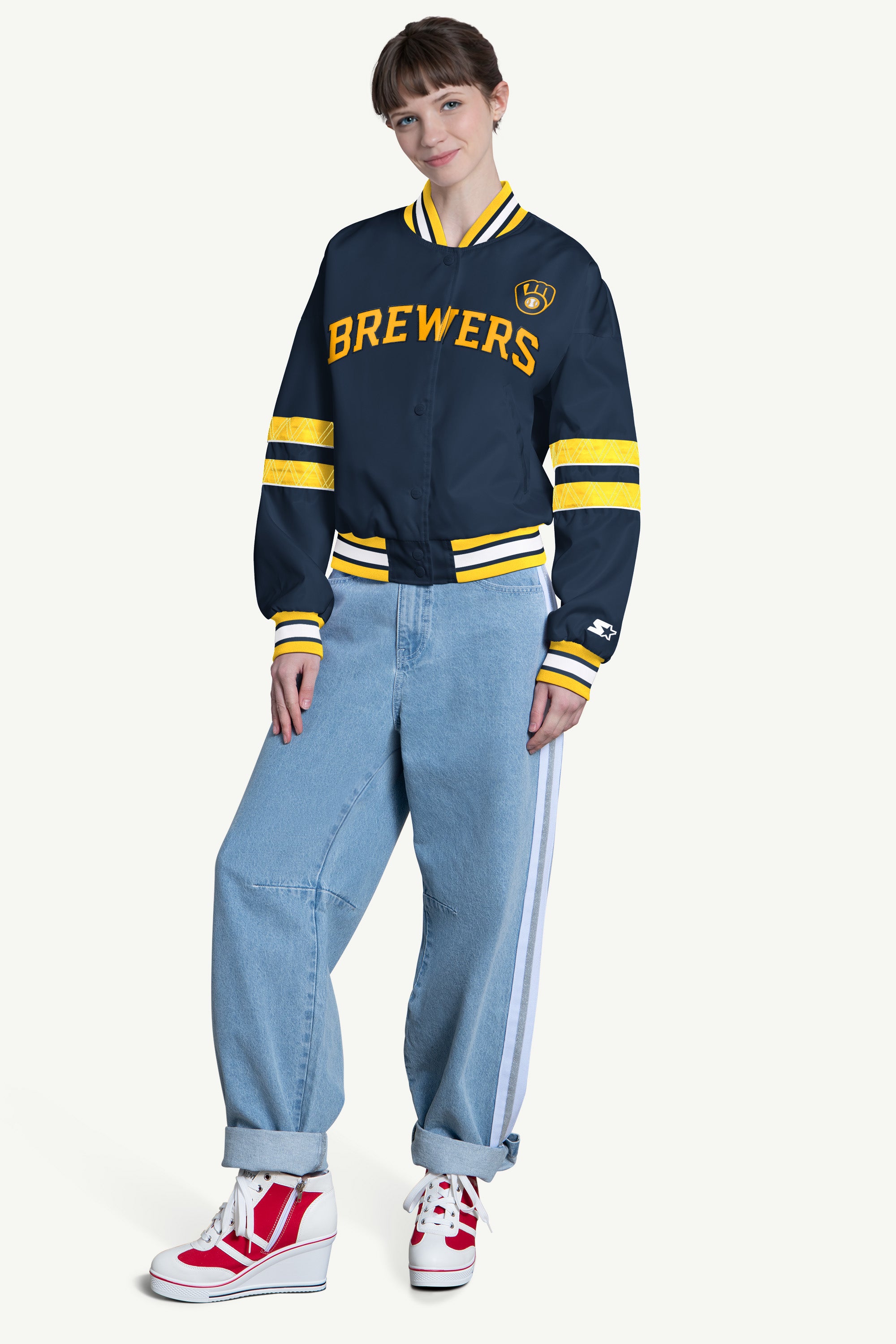 WOMENS MILWAUKEE BREWERS INTERCEPTION VARSITY JACKET View 3 | MLB