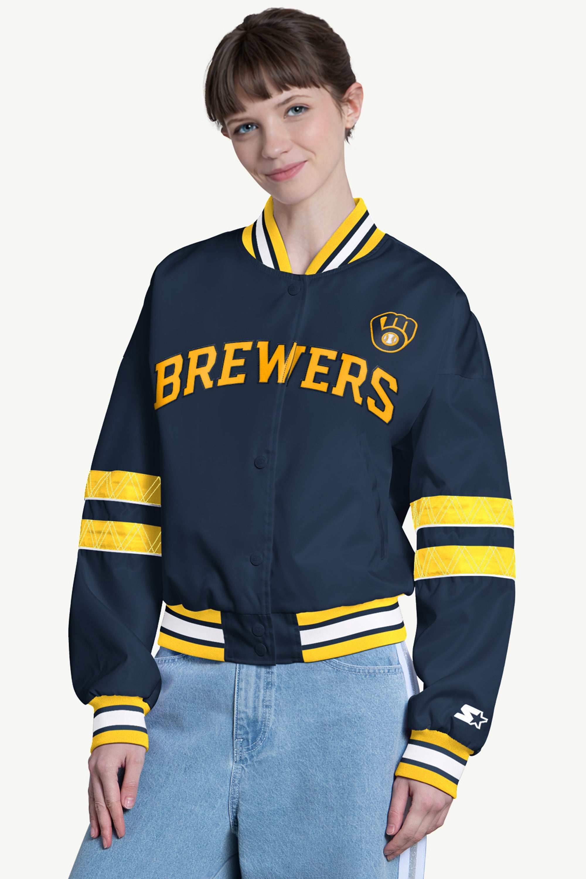 WOMENS MILWAUKEE BREWERS INTERCEPTION VARSITY JACKET View 1 | MLB