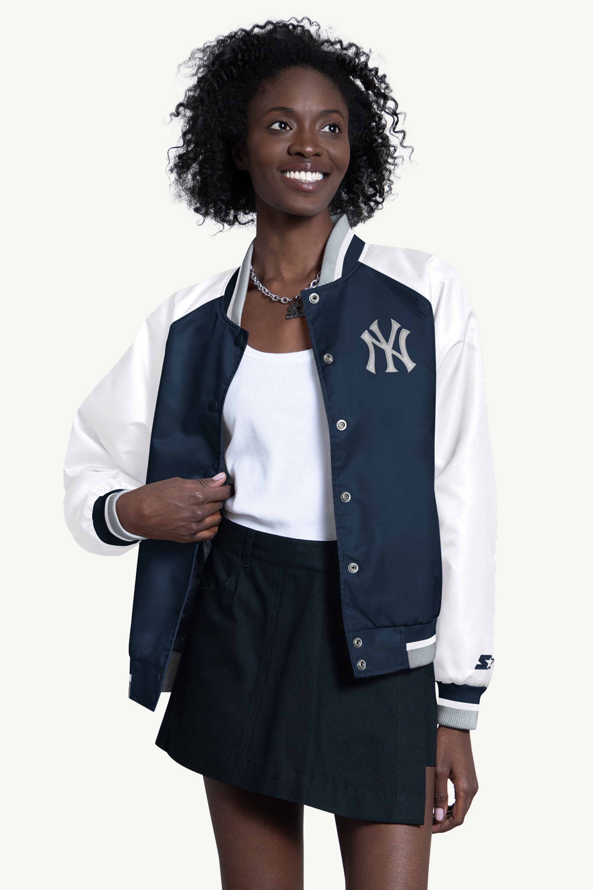 WOMENS NEW YORK YANKEES BLITZ VARSITY JACKET View 1