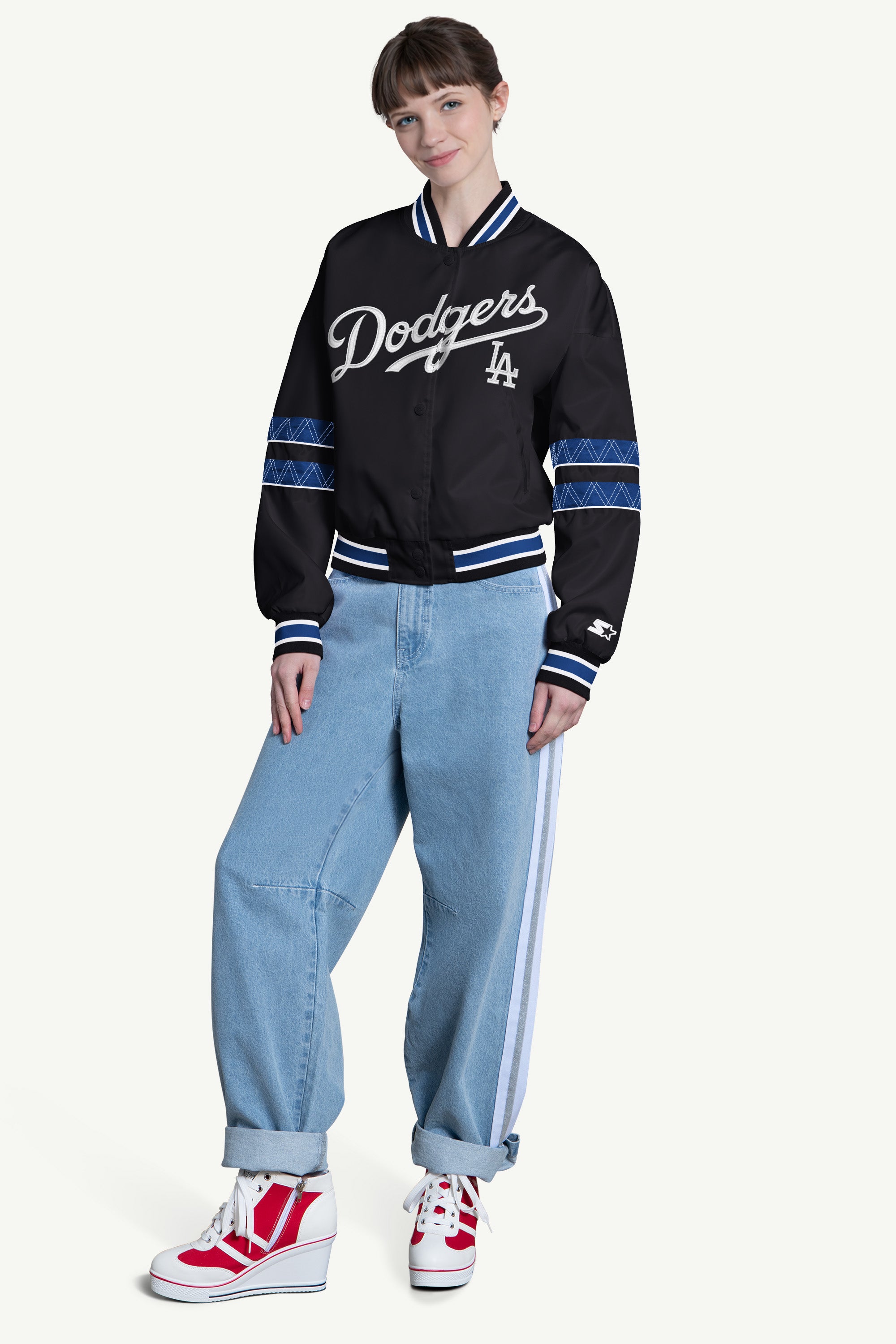 WOMENS LOS ANGELES DODGERS INTERCEPTION VARSITY JACKET View 3 | Los Angeles Dodgers