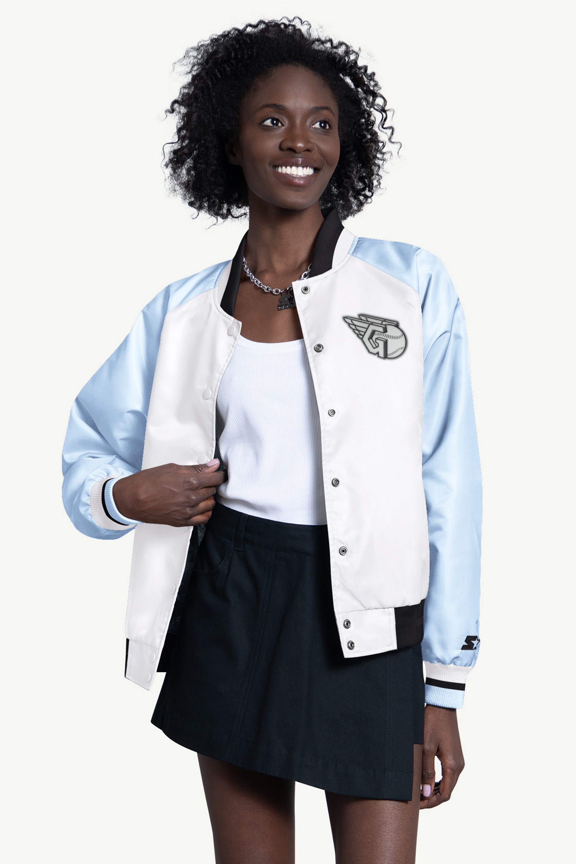 WOMENS CLEVELAND GUARDIANS BLITZ VARSITY JACKET View 1 | MLB