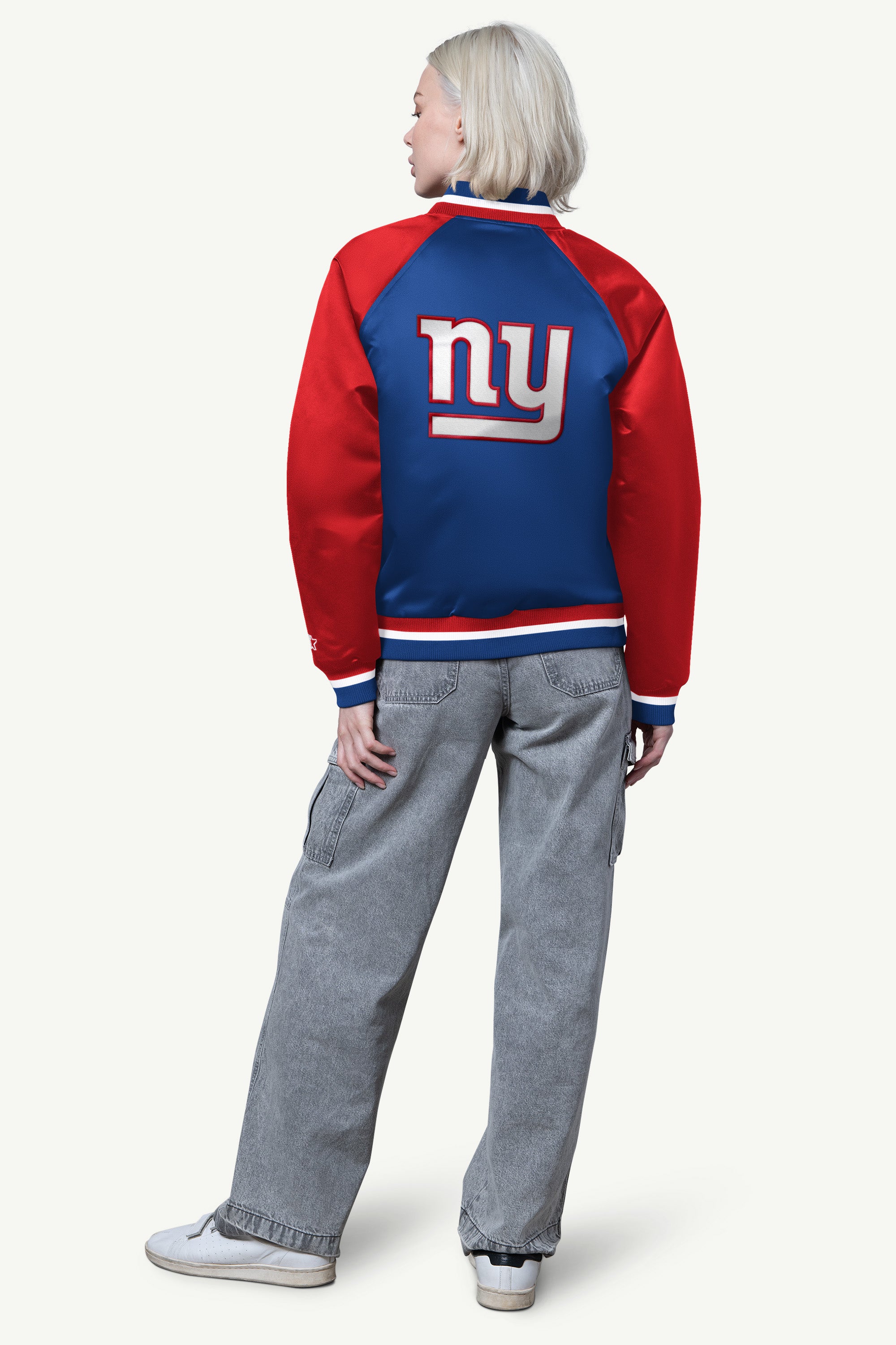 WOMENS NEW YORK GIANTS FINAL SCORE SATIN VARSITY JACKET View 2 | NFL