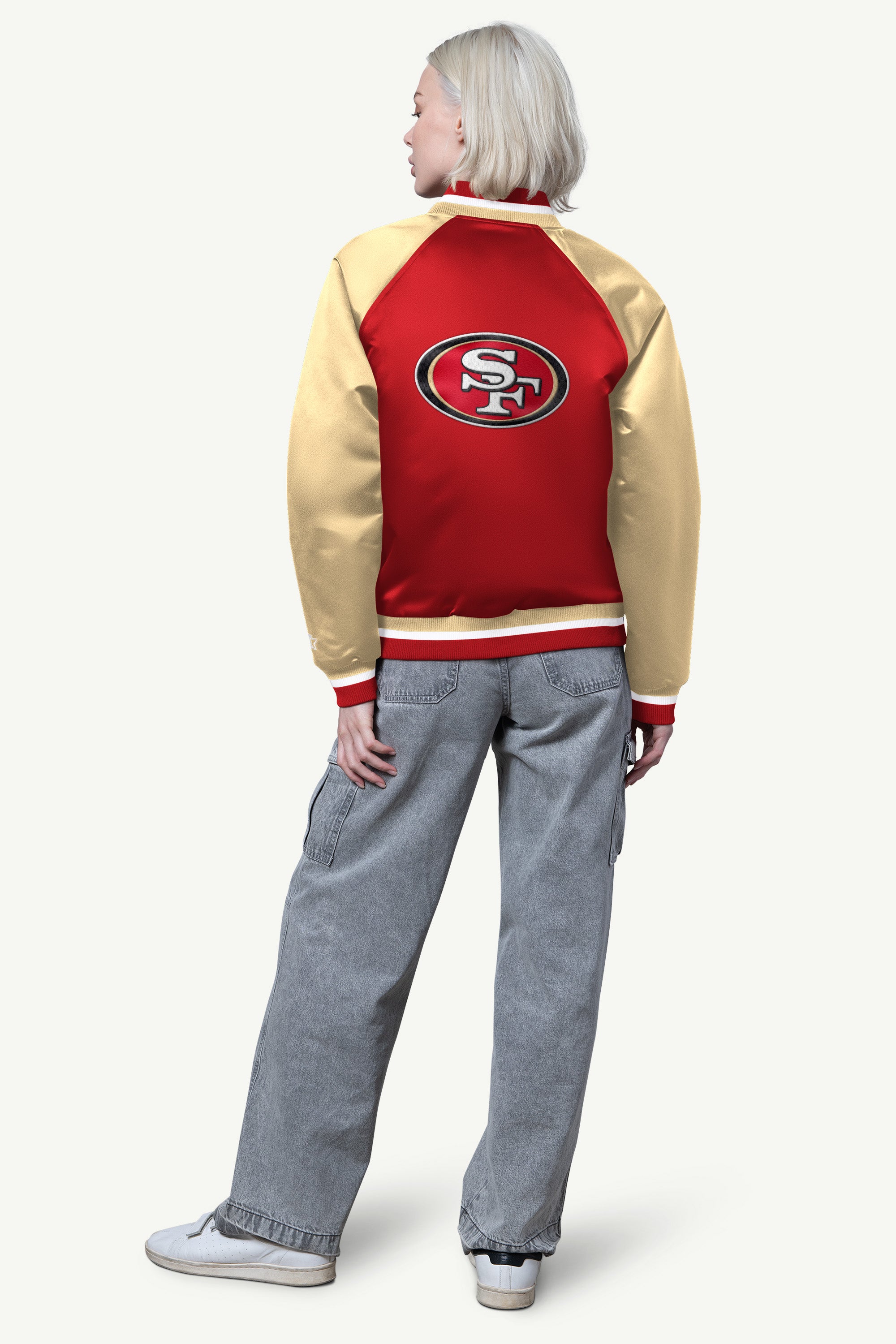 WOMENS SAN FRANCISCO 49ERS FINAL SCORE SATIN VARSITY JACKET View 2 | NFL
