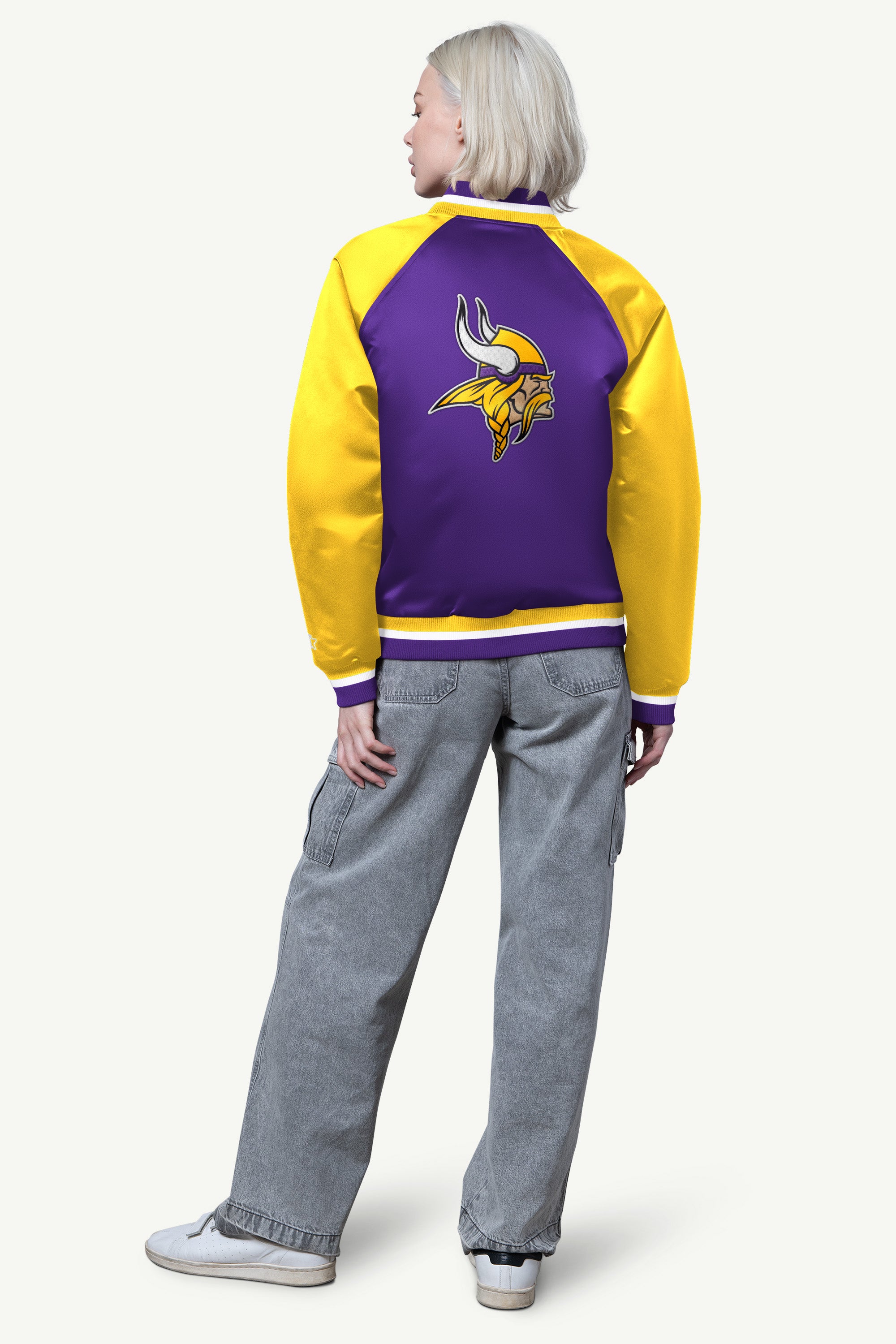 WOMENS MINNESOTA VIKINGS FINAL SCORE SATIN VARSITY JACKET View 2