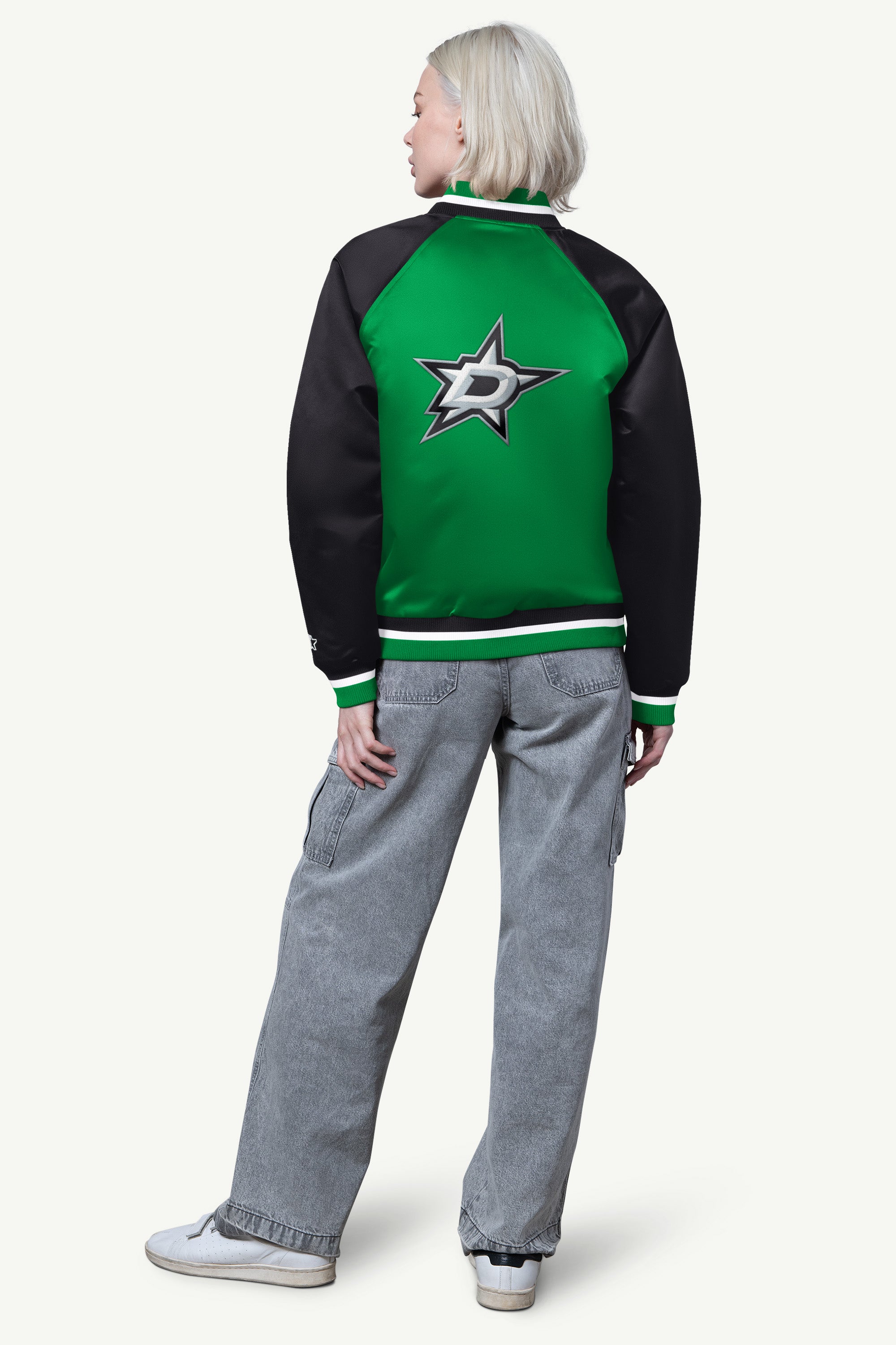 WOMENS DALLAS STARS FINAL SCORE SATIN VARSITY JACKET View 2 | Dallas Stars